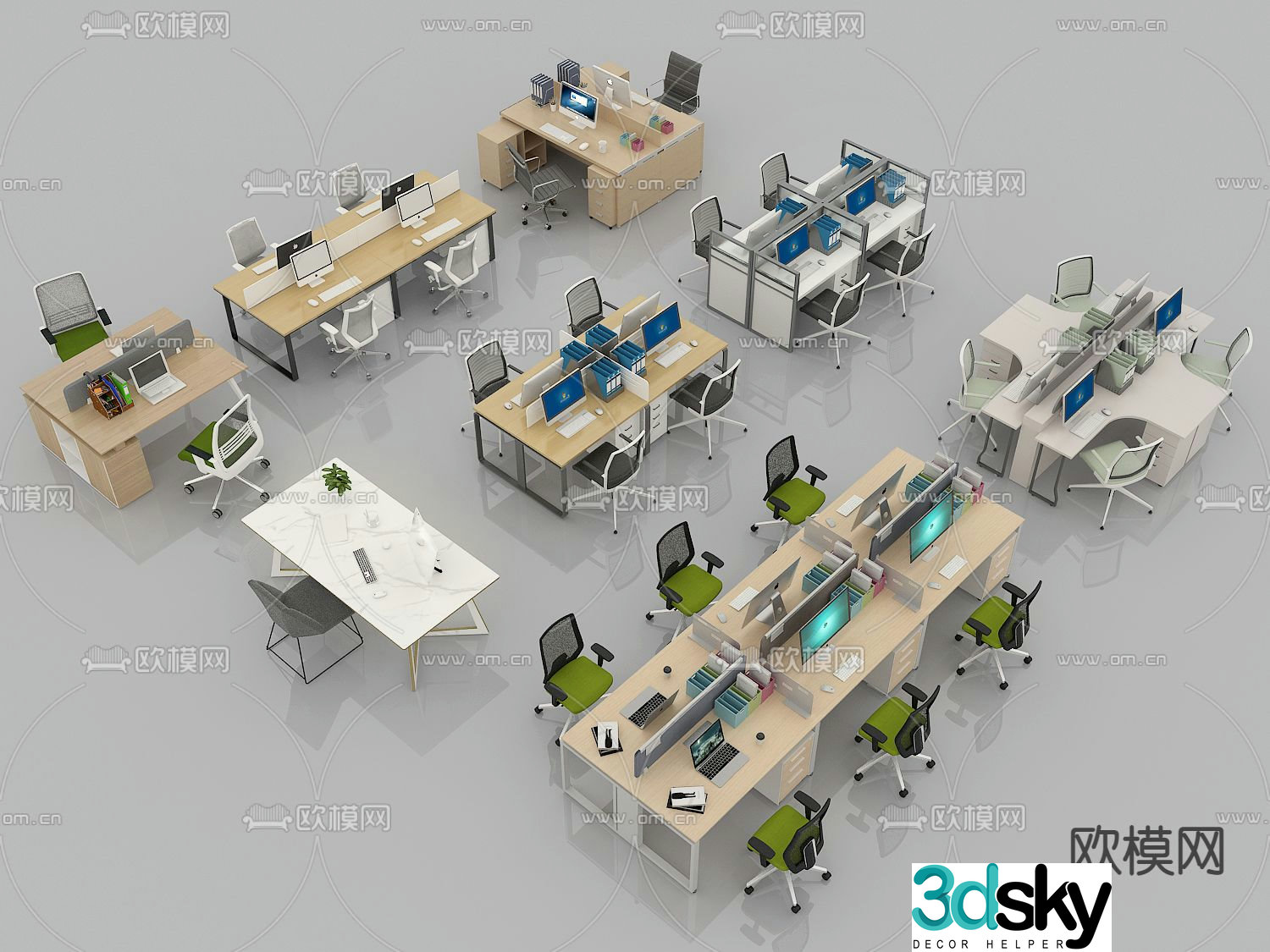 Office deck desk chair 3d model