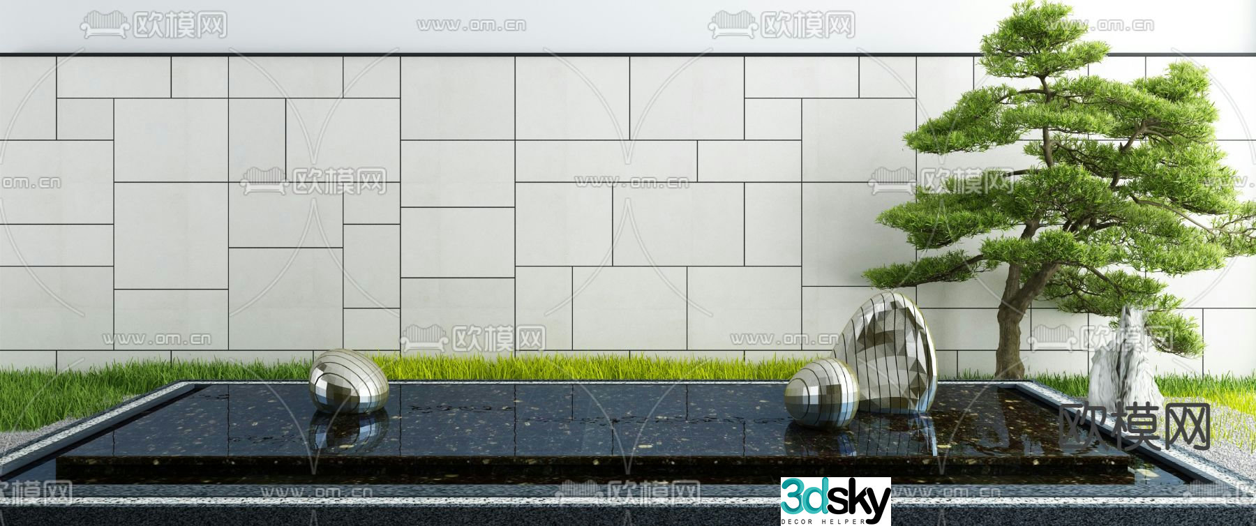 New Chinese waterscape landscape sketch 3d model