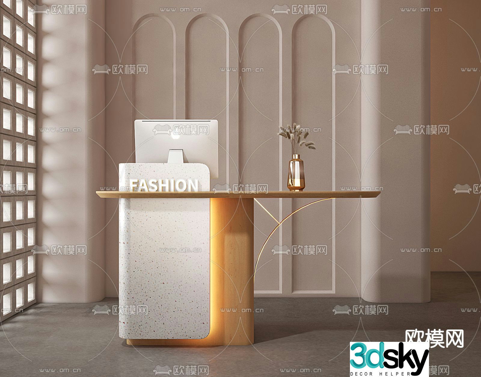Cashier reception desk service desk 3d model