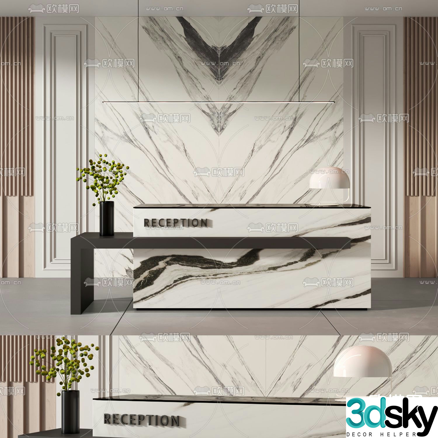 Front desk reception desk service desk 3d model