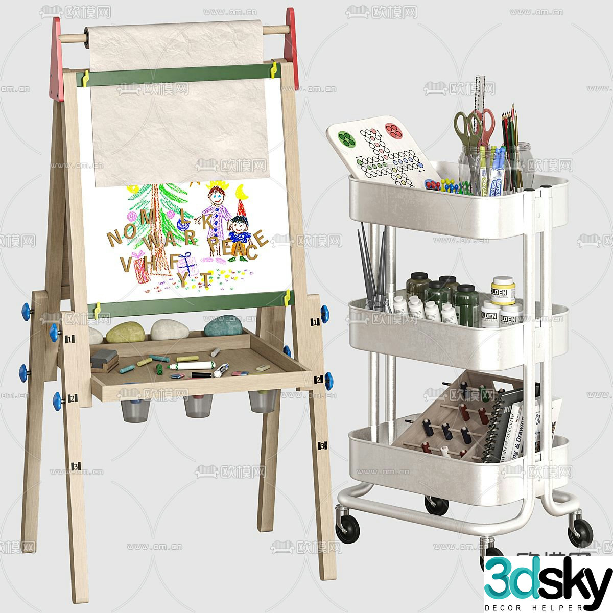 Children's drawing board drawing tool stand 3d model
