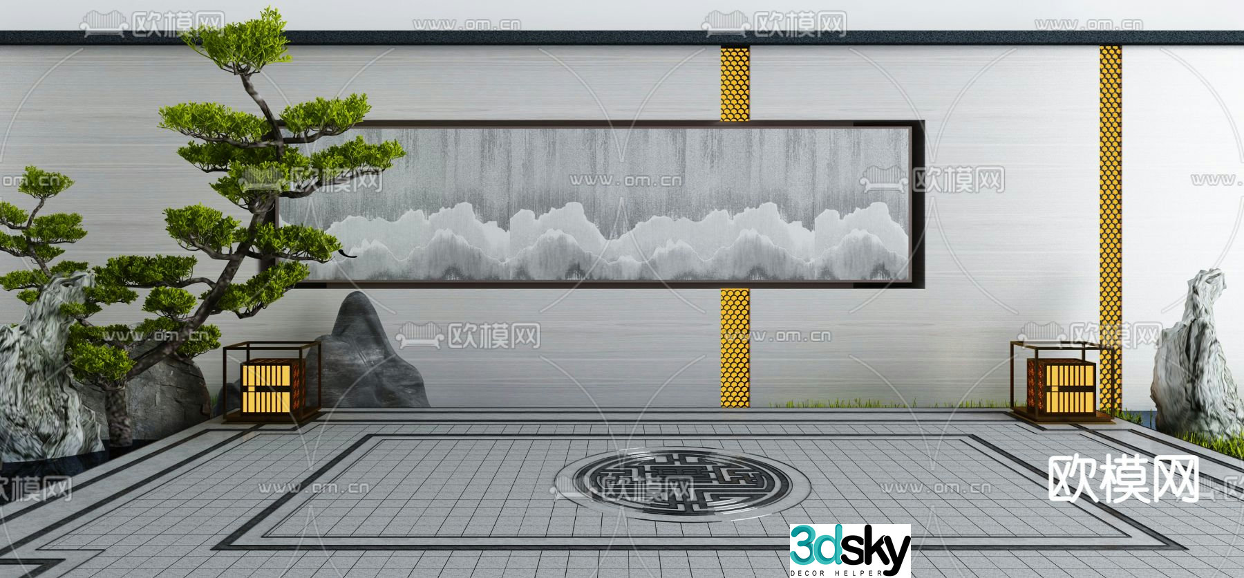 Garden stairs landscape sketch 3d model