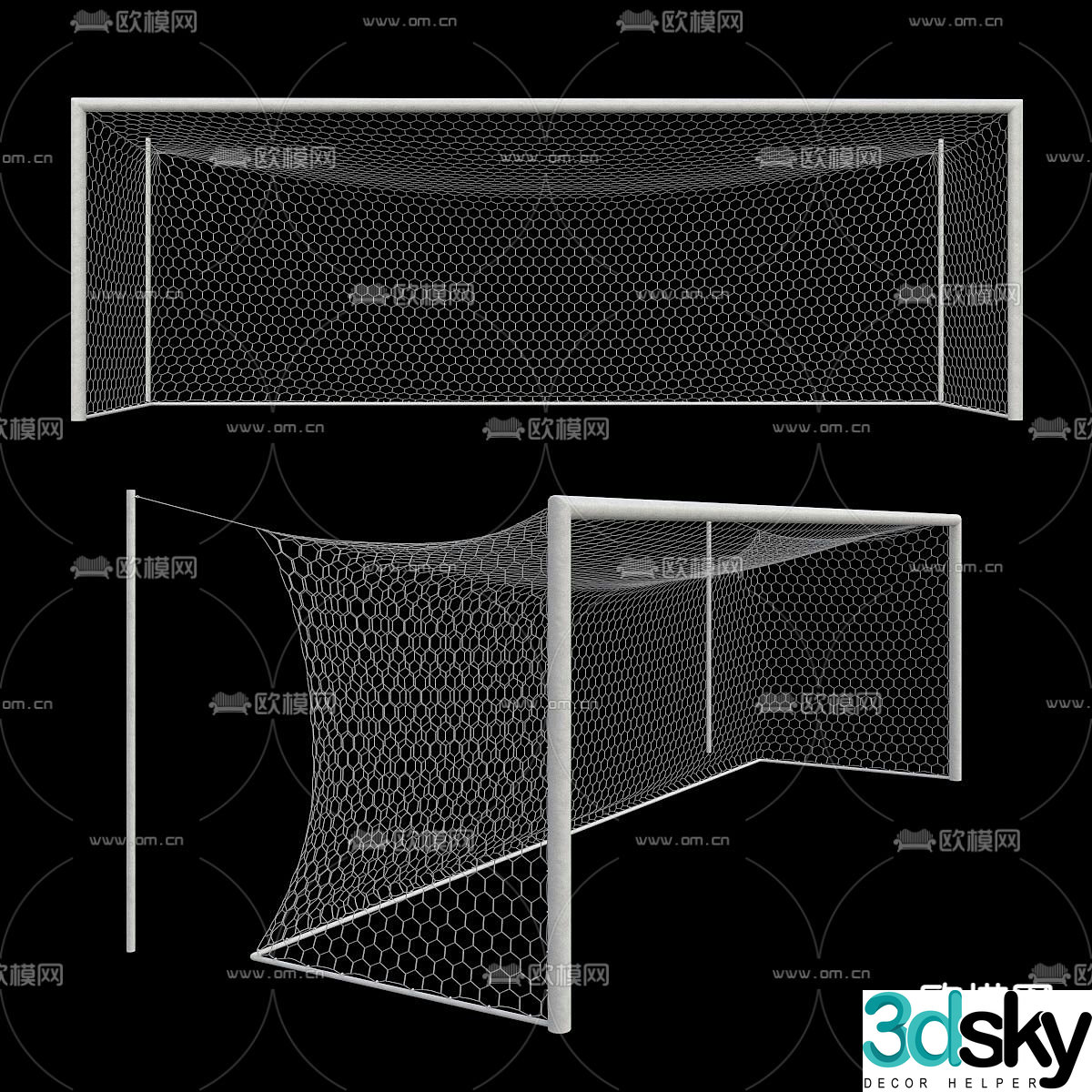 Football net goal 3d model