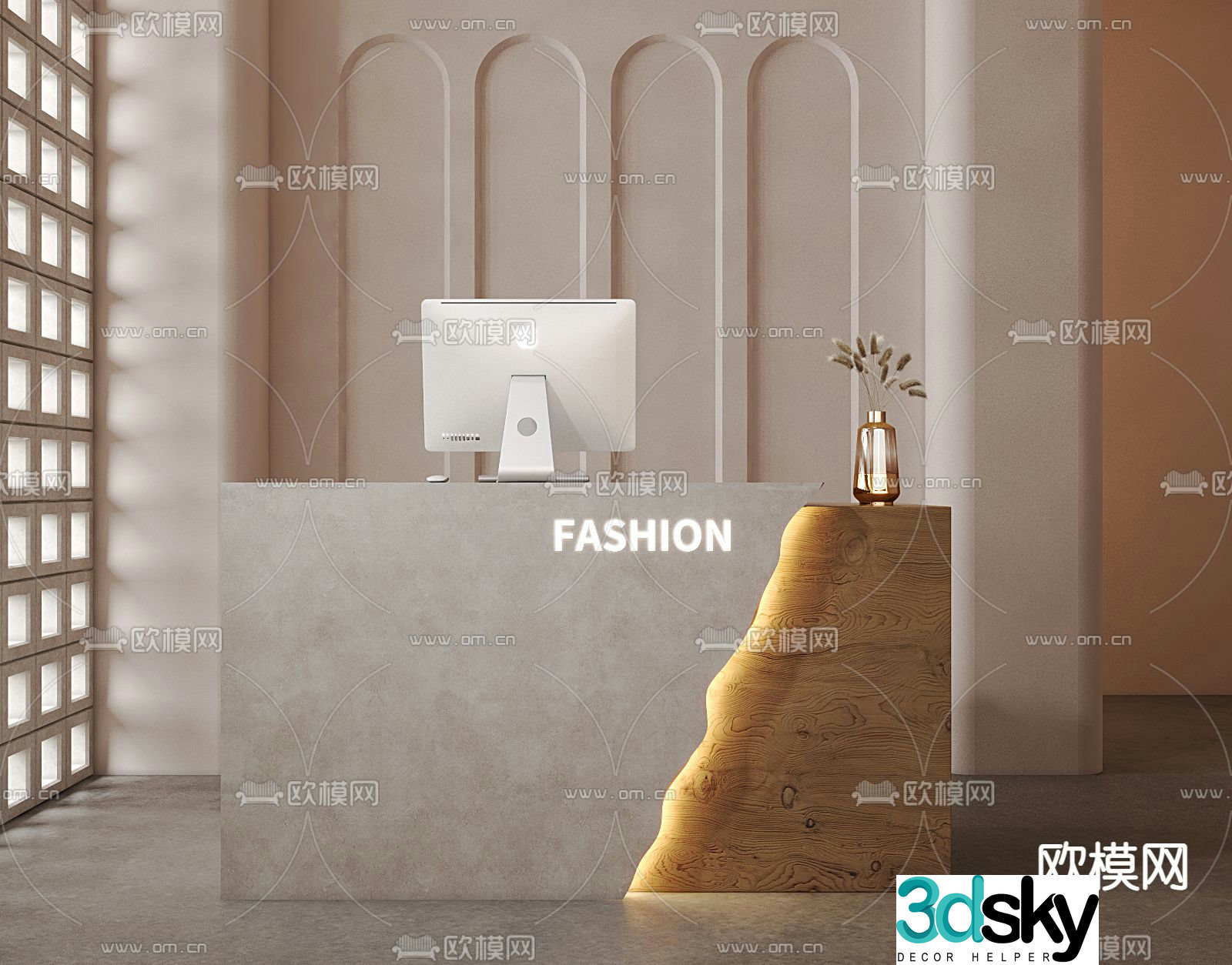 cashier front desk service desk 3d model