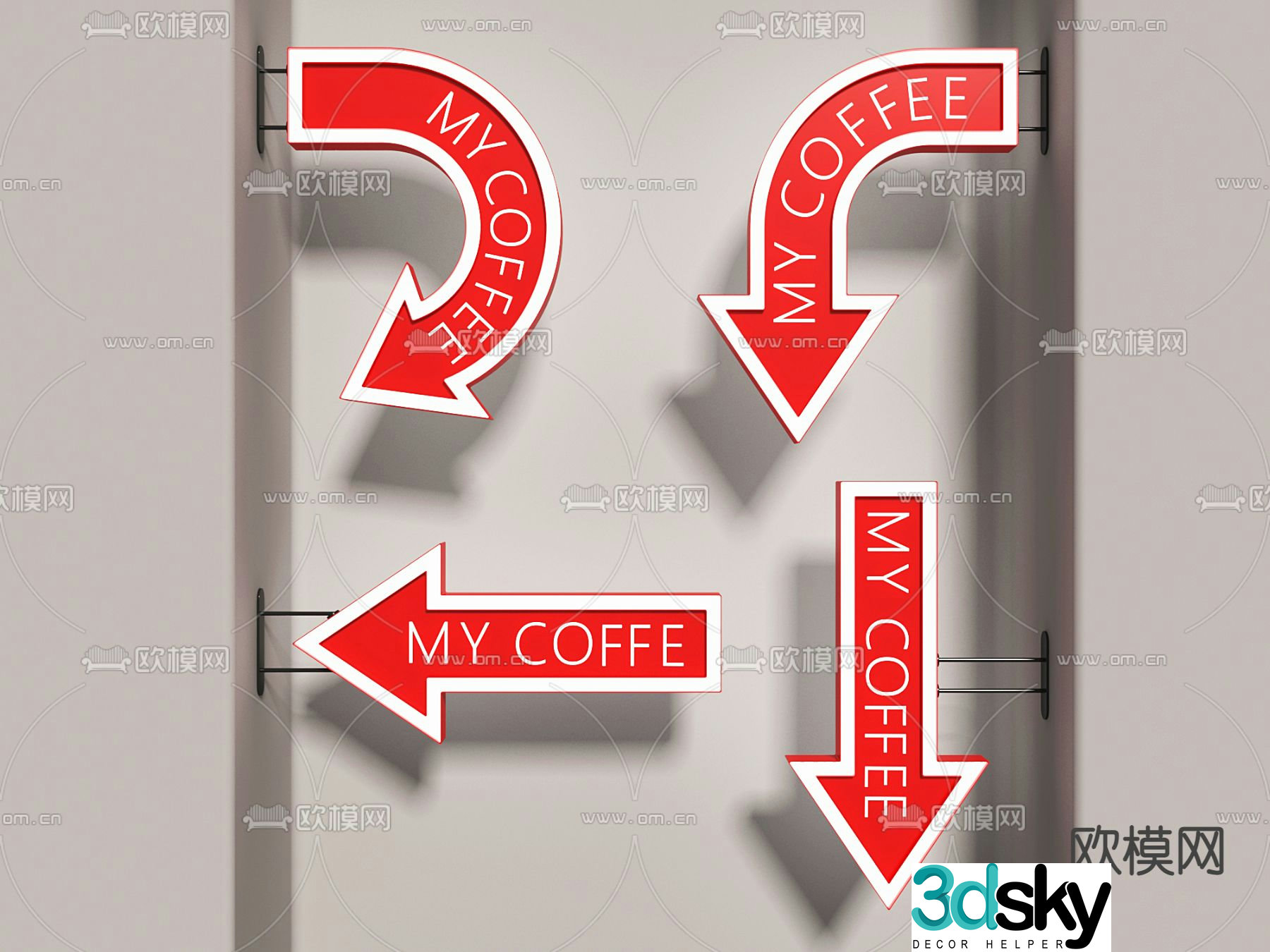 Side sign guide sign 3d model