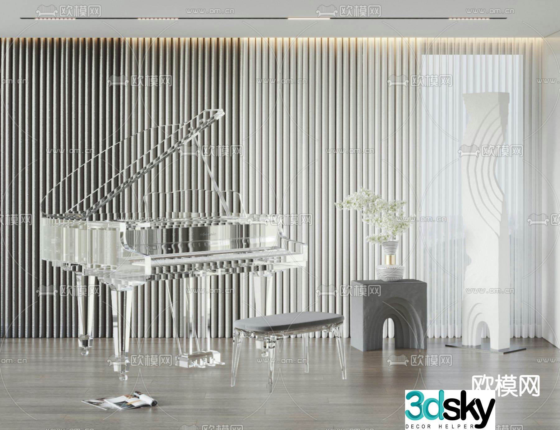 Transparent piano 3d model