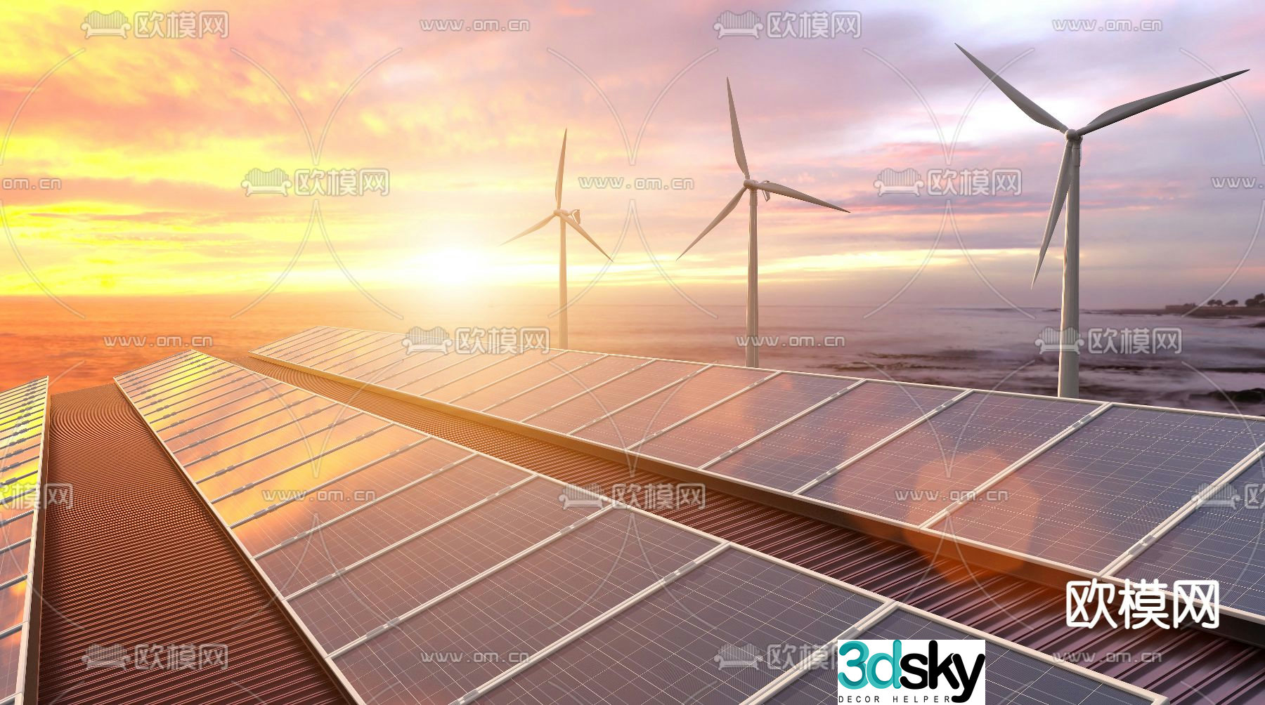 Photovoltaic power generation solar 3d model