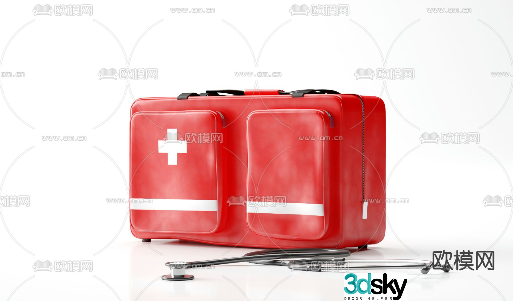 medical kit stethoscope 3d model