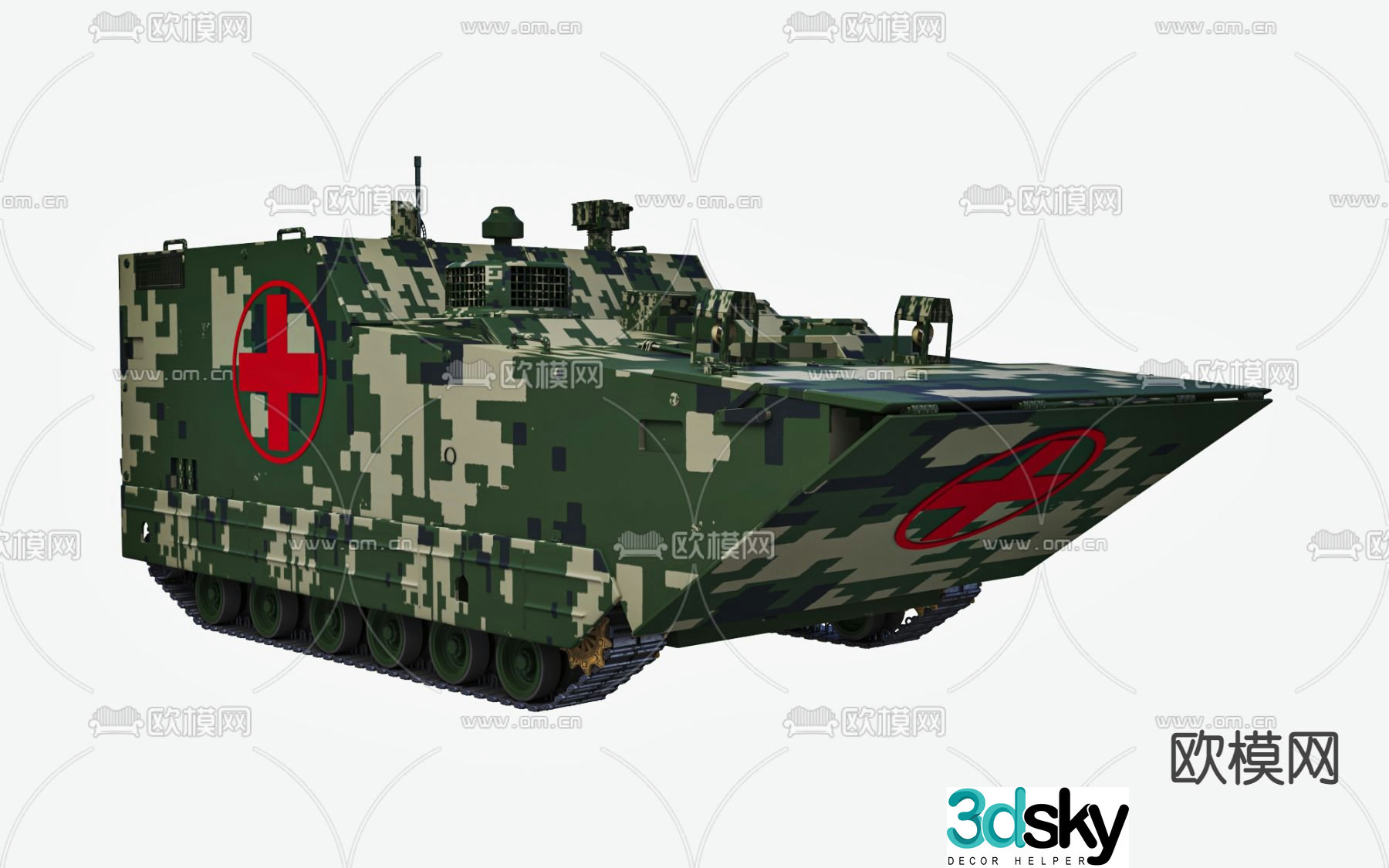 Tracked armored vehicle emergency vehicle 3d model