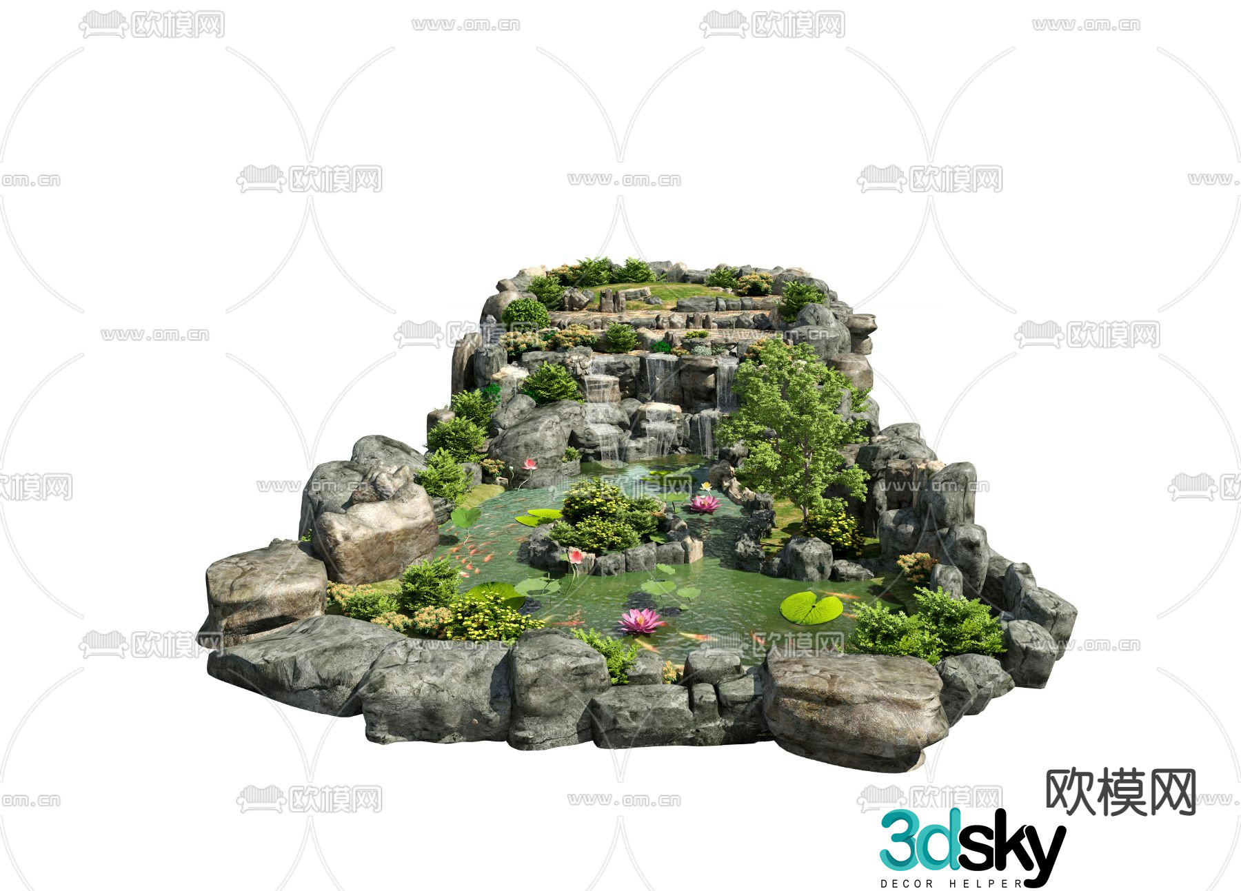 Rockery waterscape rock landscape 3d model