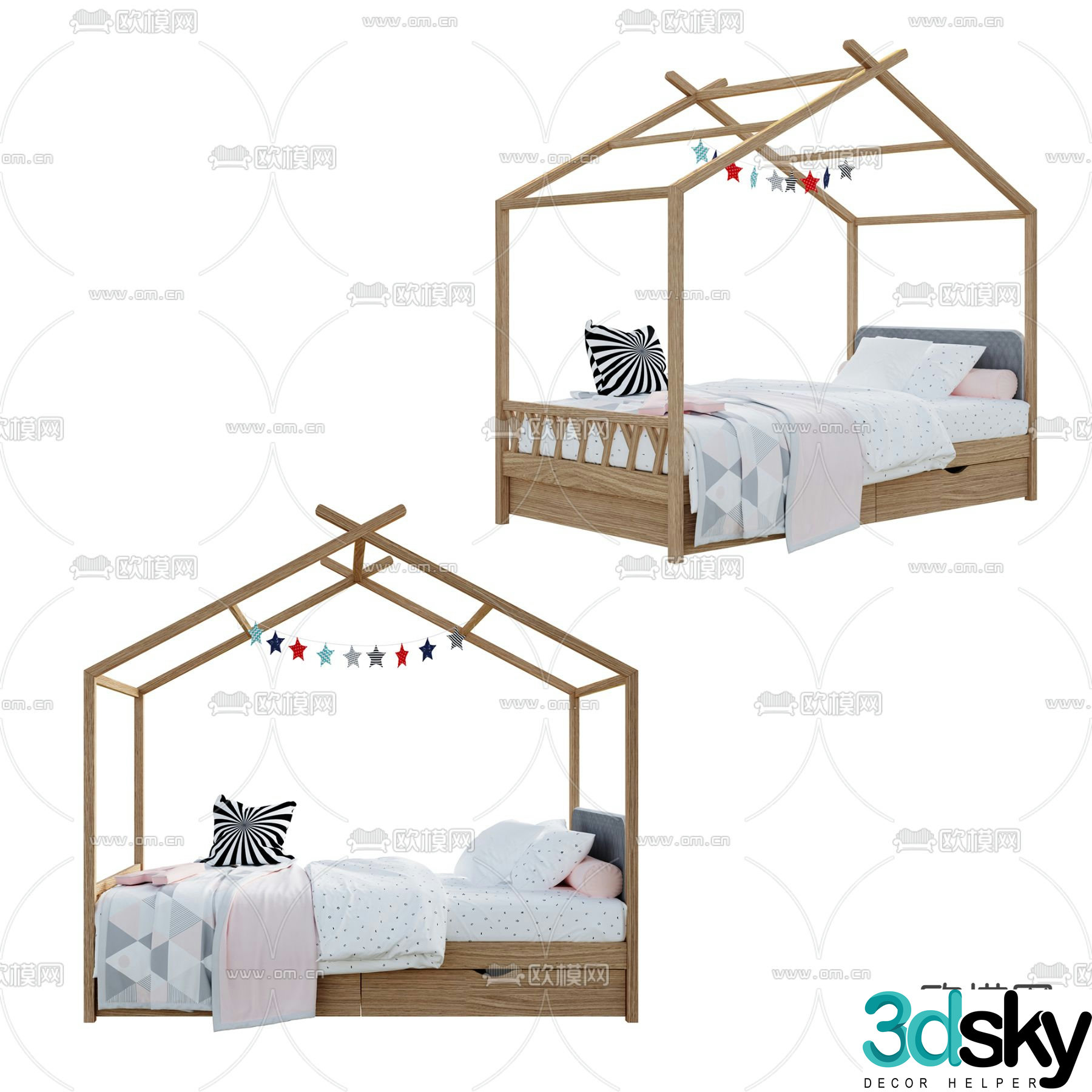 Modern children’s bed 3d model
