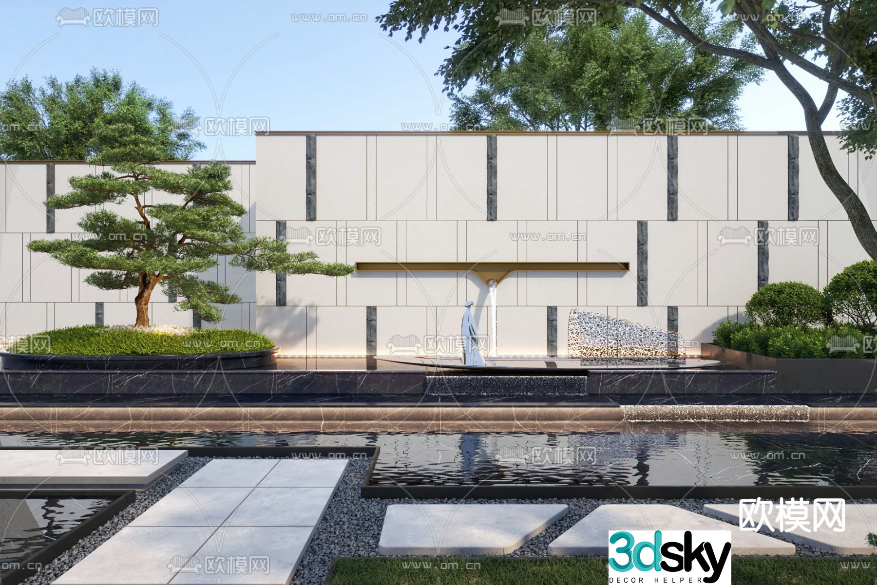 Garden water feature 3d model