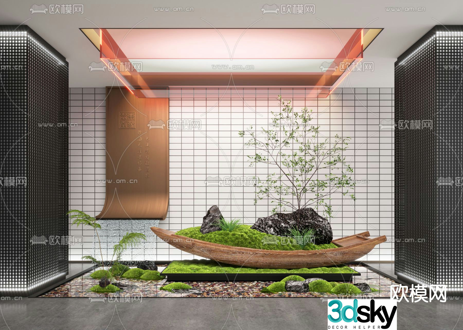 Indoor landscaping waterscape sketch 3d model