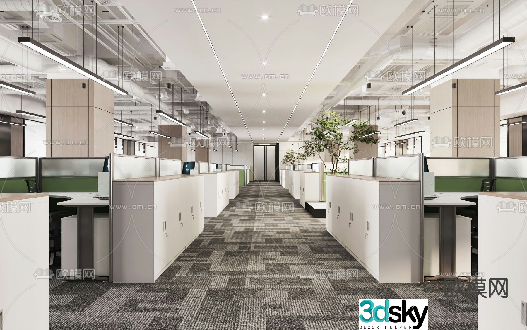 Public office area 3D model
