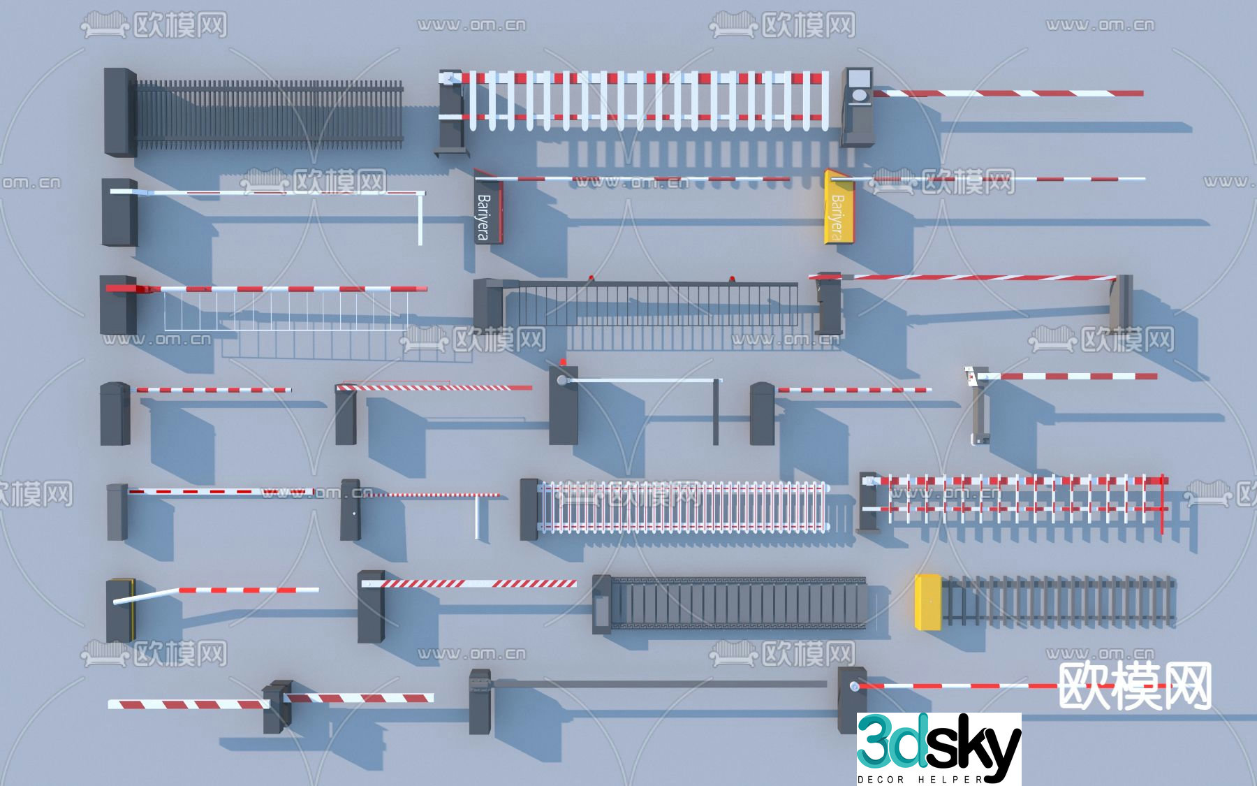Barrier, landing pole, motor vehicle railing 3D model