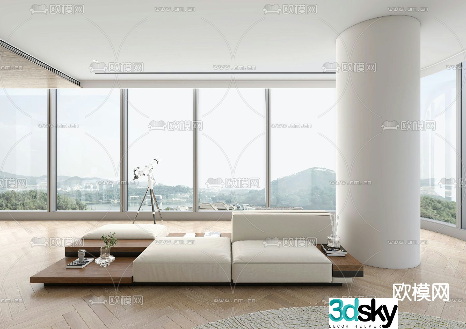 Modular sofa double sided sofa 3d model