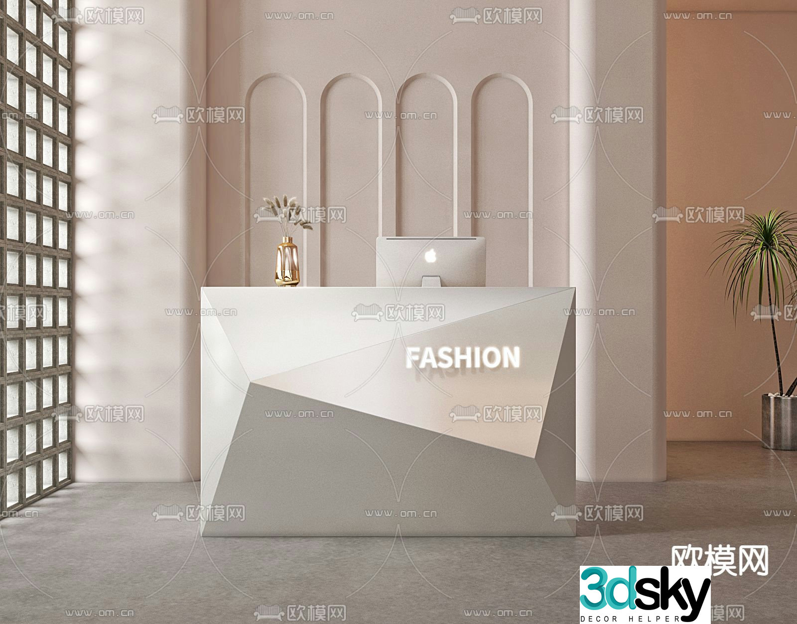 Front desk reception desk cashier 3d model