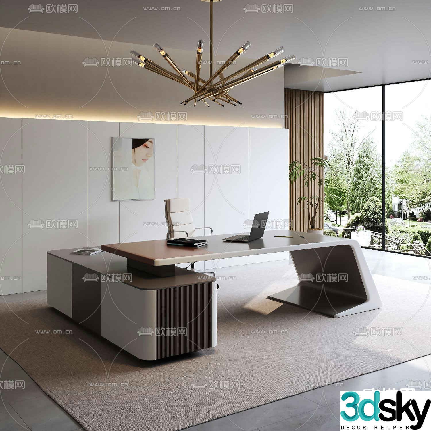 executive desk desk boss desk 3d model