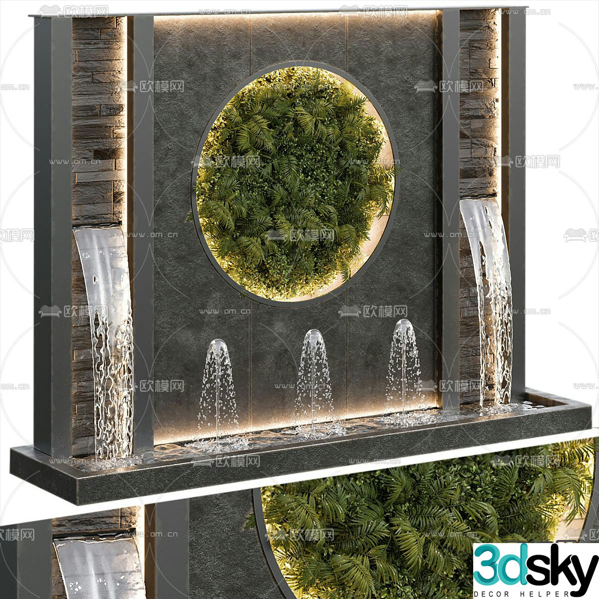 Fountain sketch pool water curtain 3D model