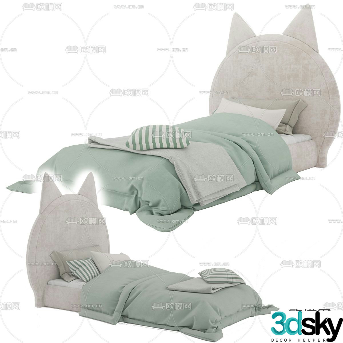 Modern children’s bed single bed 3d model