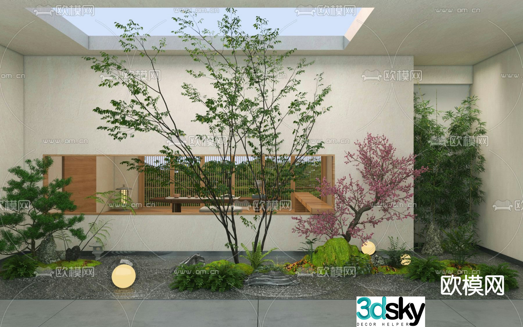 Modern garden landscaping landscape sketch 3d model