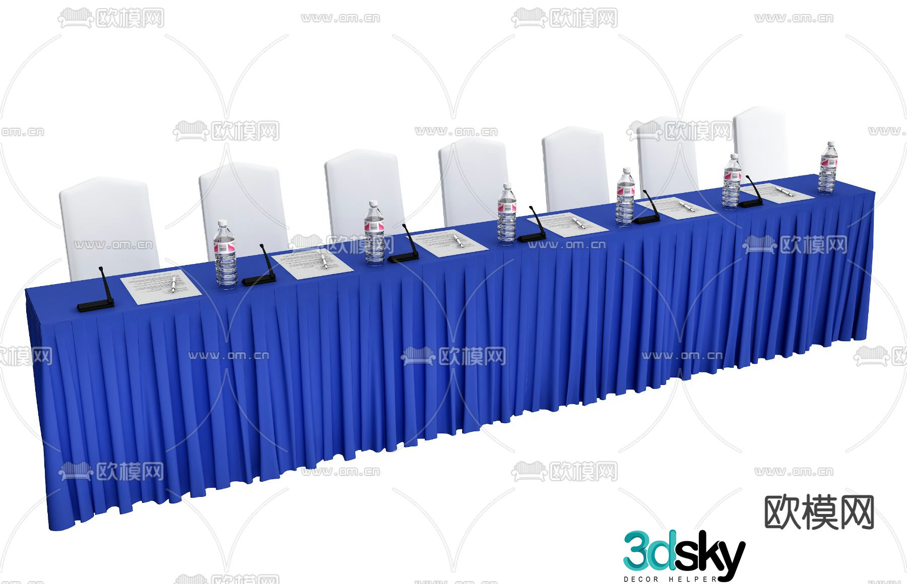 Velvet table skirt conference table rostrum sign-in table 3D model