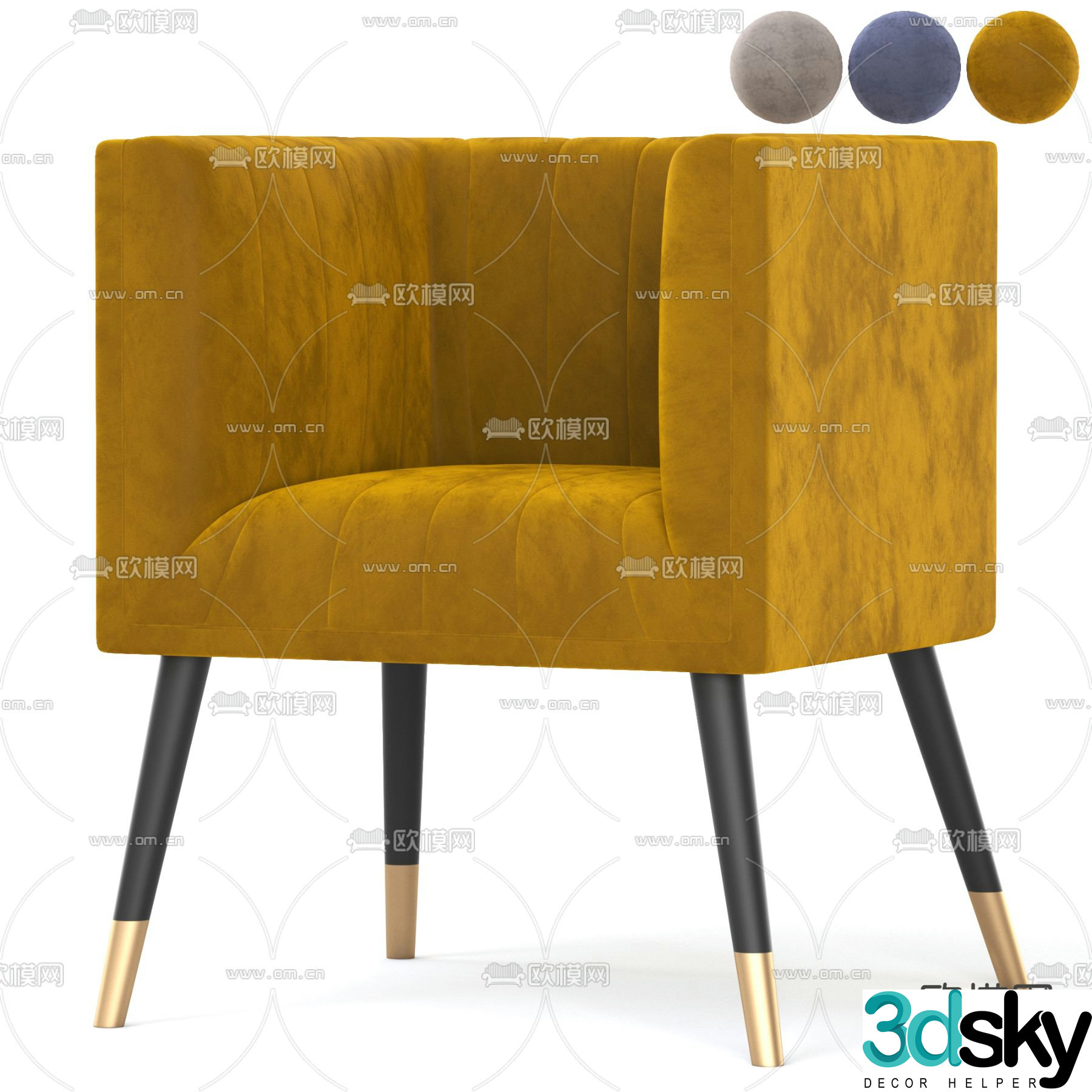 Light luxury single sofa 3D model
