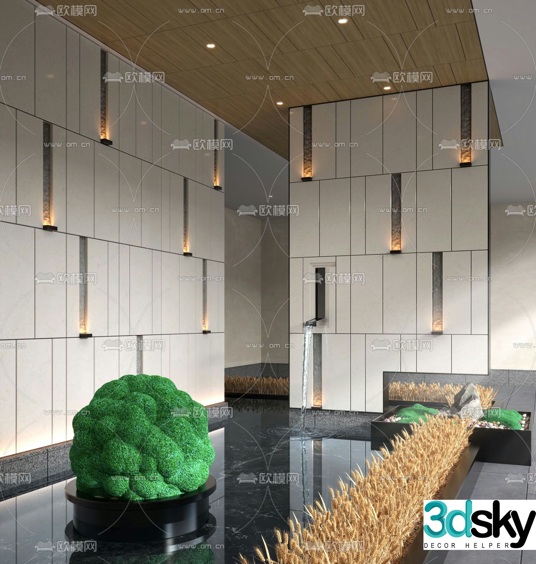 Indoor water landscape lobby landscape 3D model