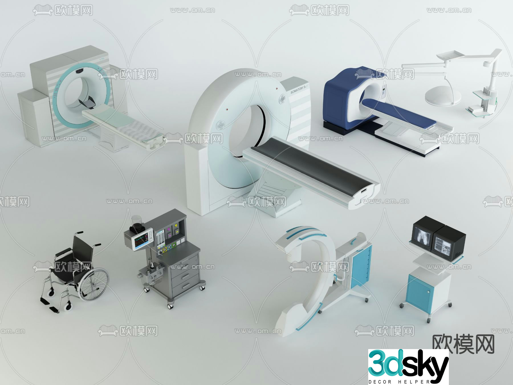 Medical equipment CT examination instrument B-ultrasound Color ultrasound 3D model