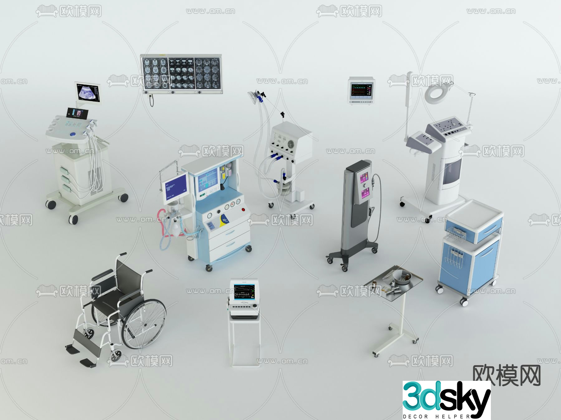 medical equipment wheelchair oxygen machine 3d model