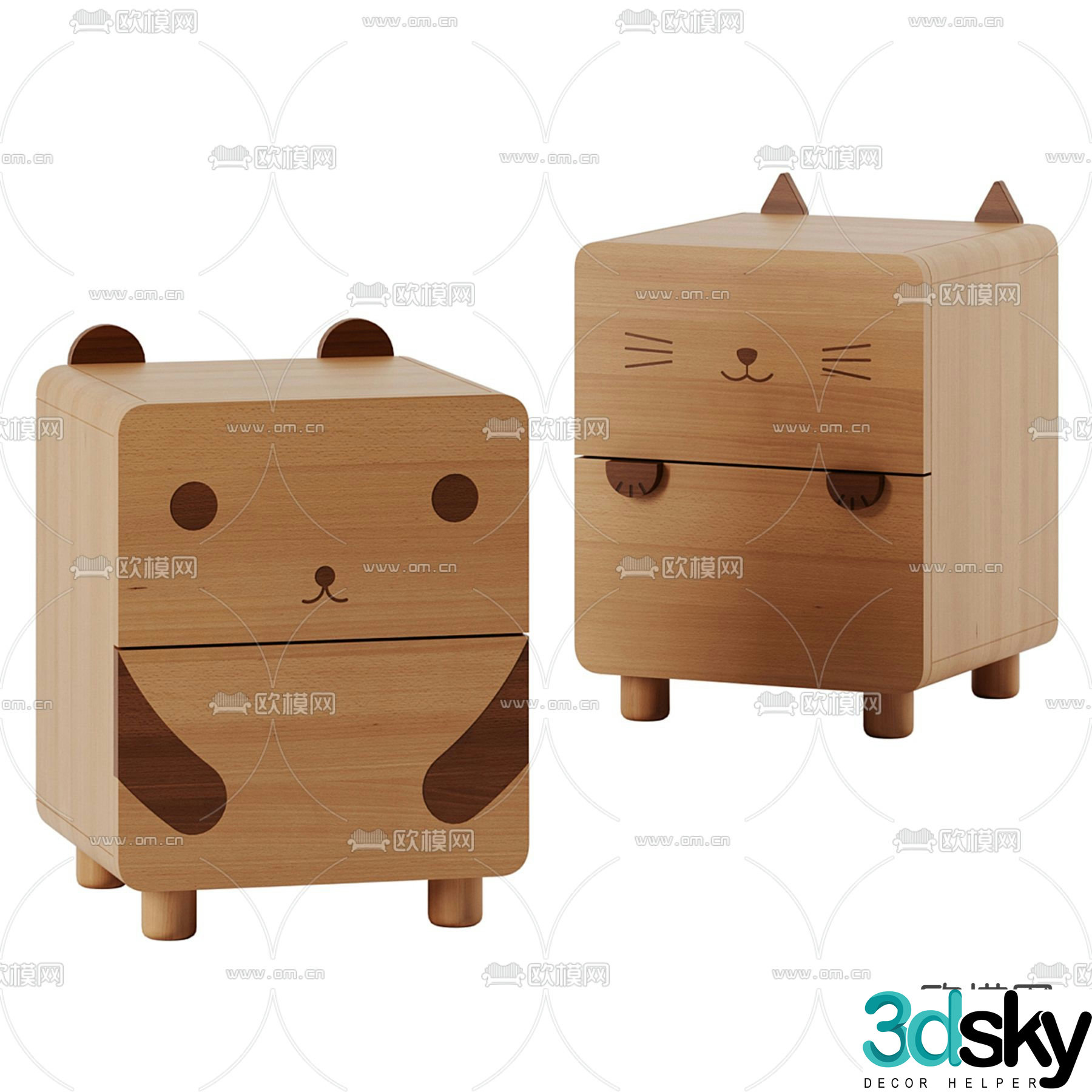 Cartoon bedside table children’s cabinet 3d model