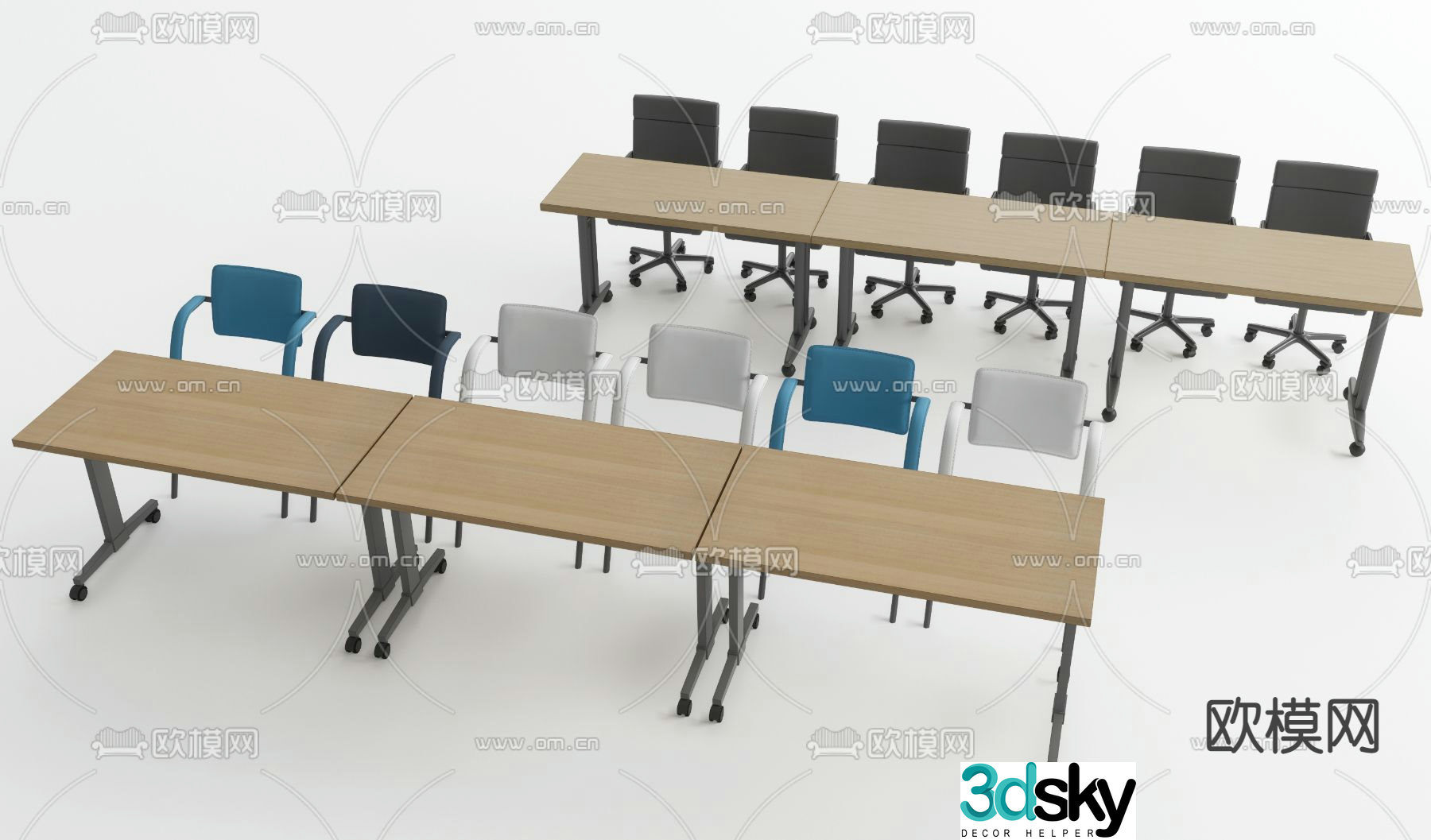 Training tables and chairs 3d model