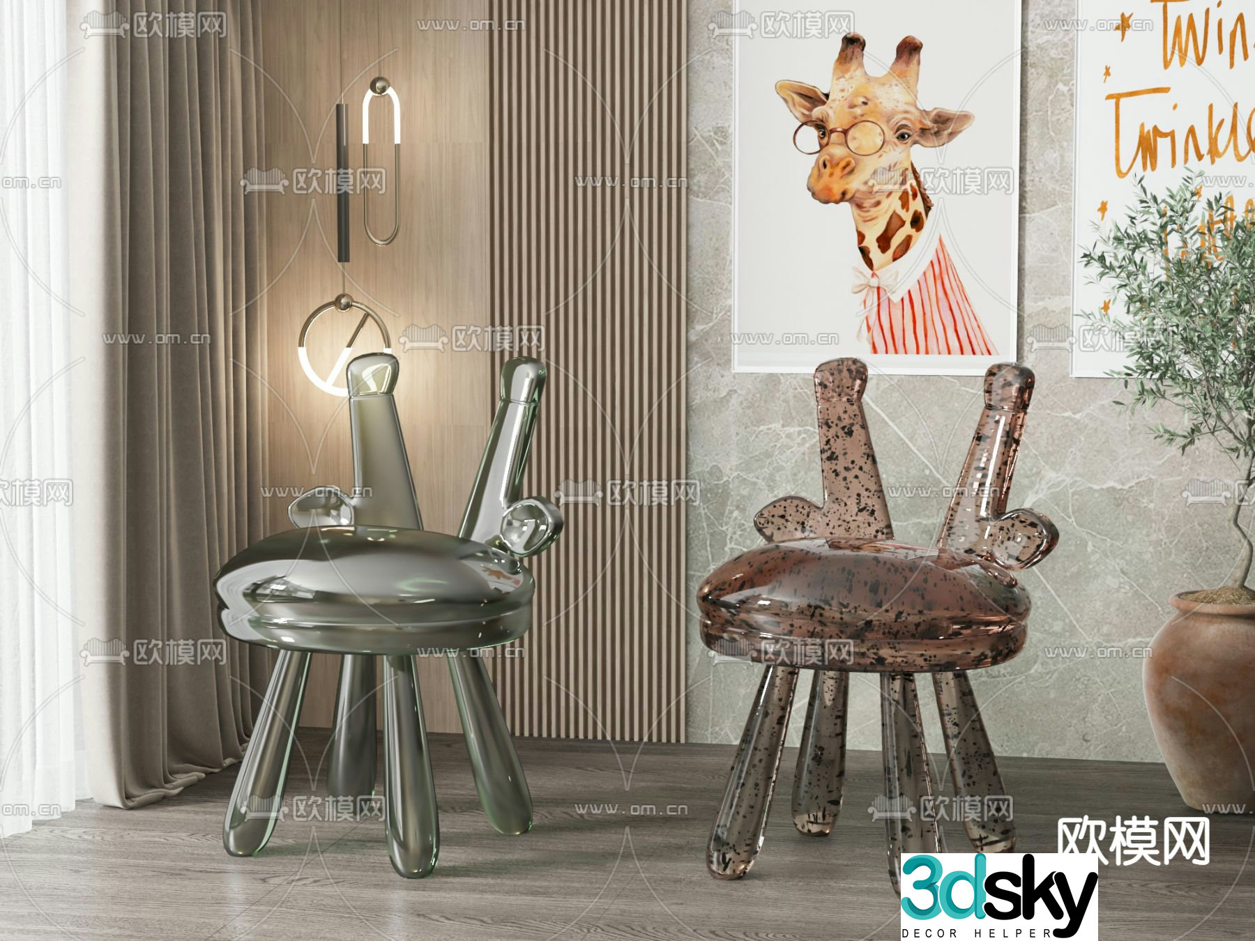 Acrylic chair children’s chair 3d model