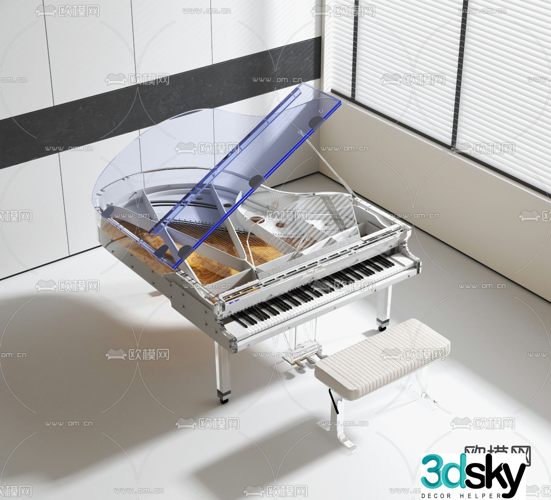 Transparent piano 3d model
