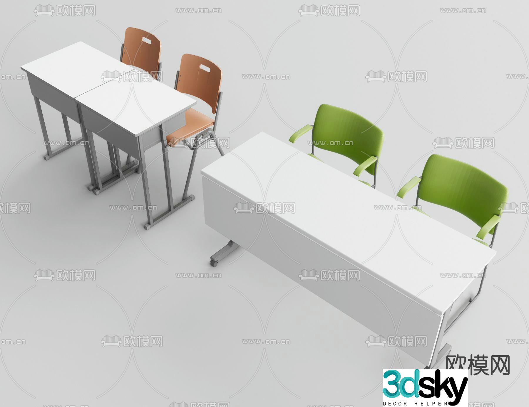 Desk training table 3d model