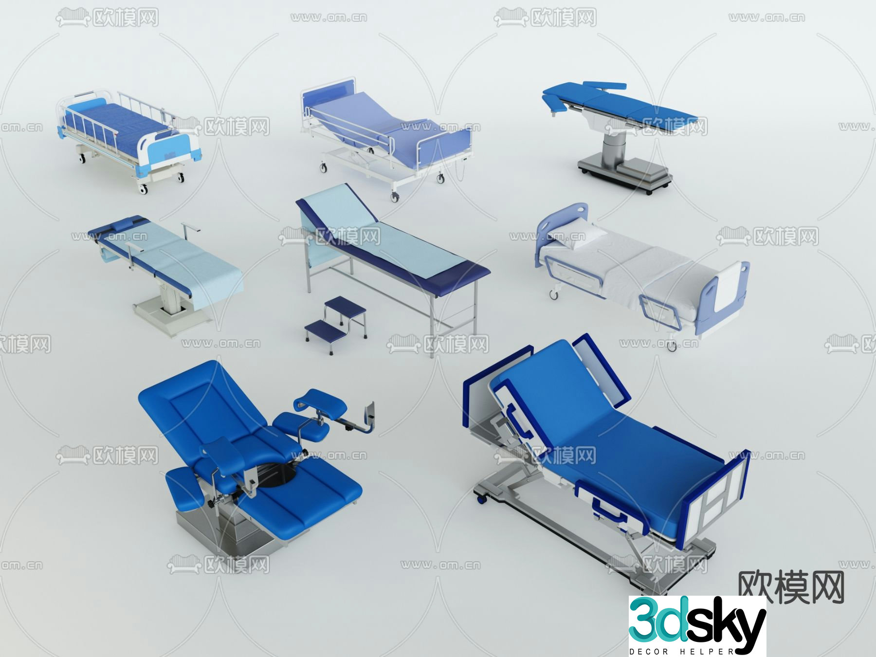 hospital bed examination bed diagnosis and treatment bed 3d model