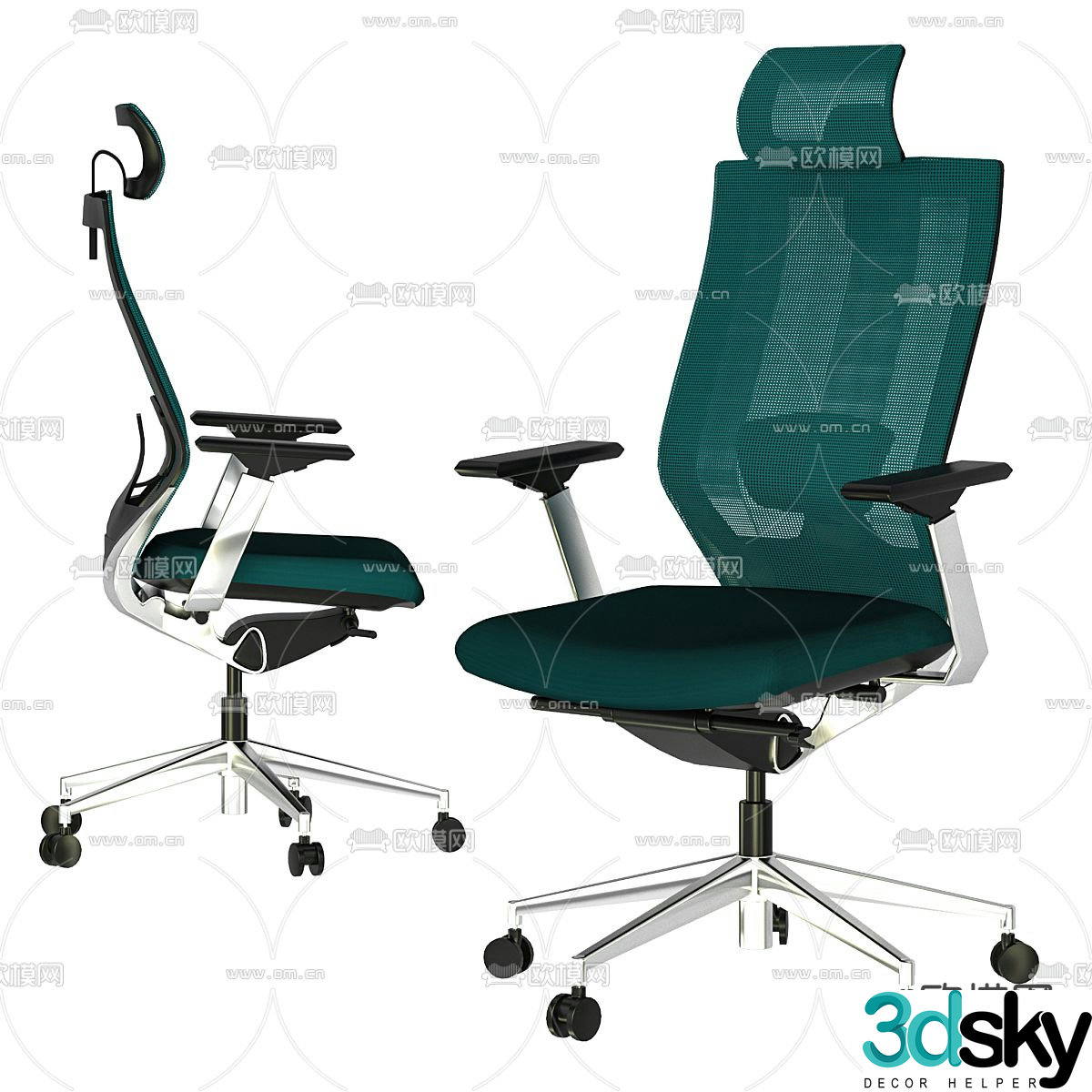 Mesh office chair staff chair 3d model