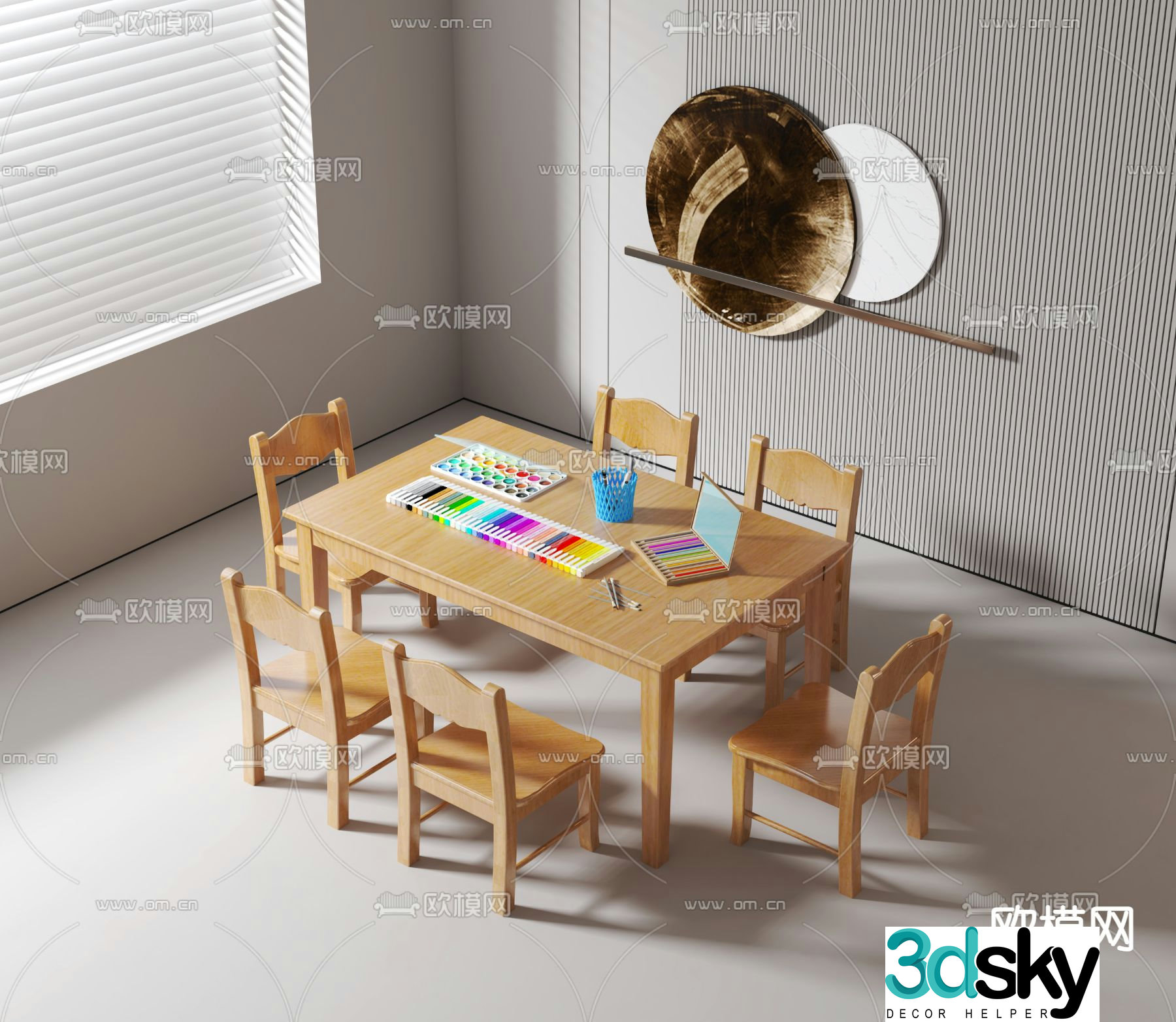 Modern children’s table and chair 3d model