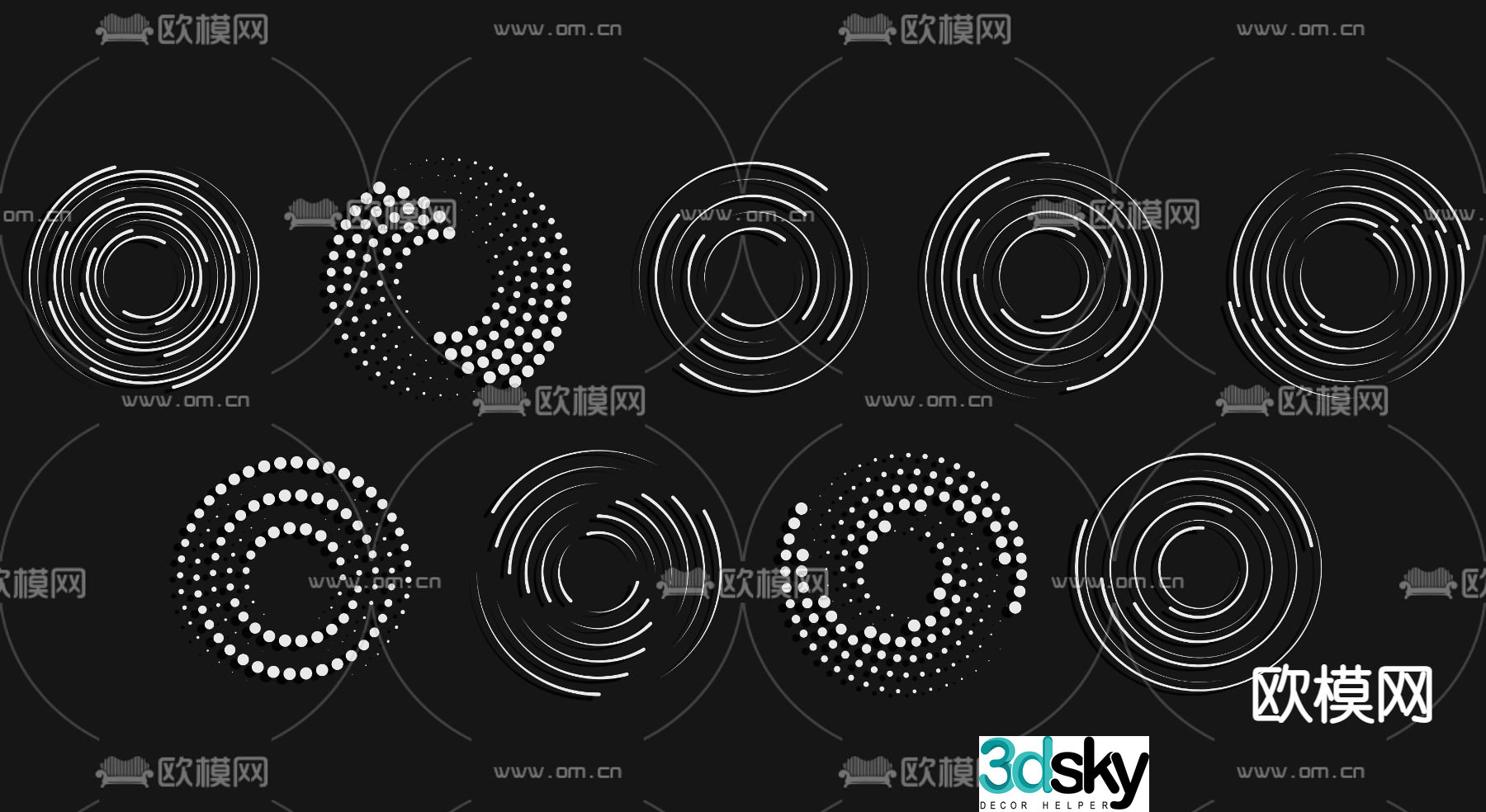 Technology silhouette decorative logo 3d model