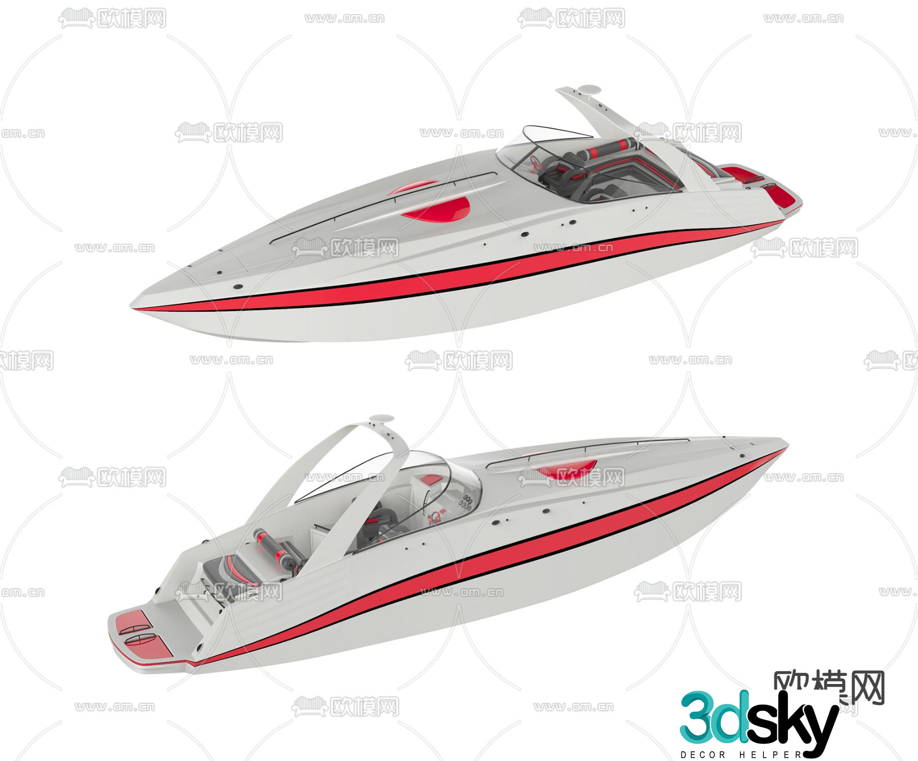 speedboat yacht 3d model
