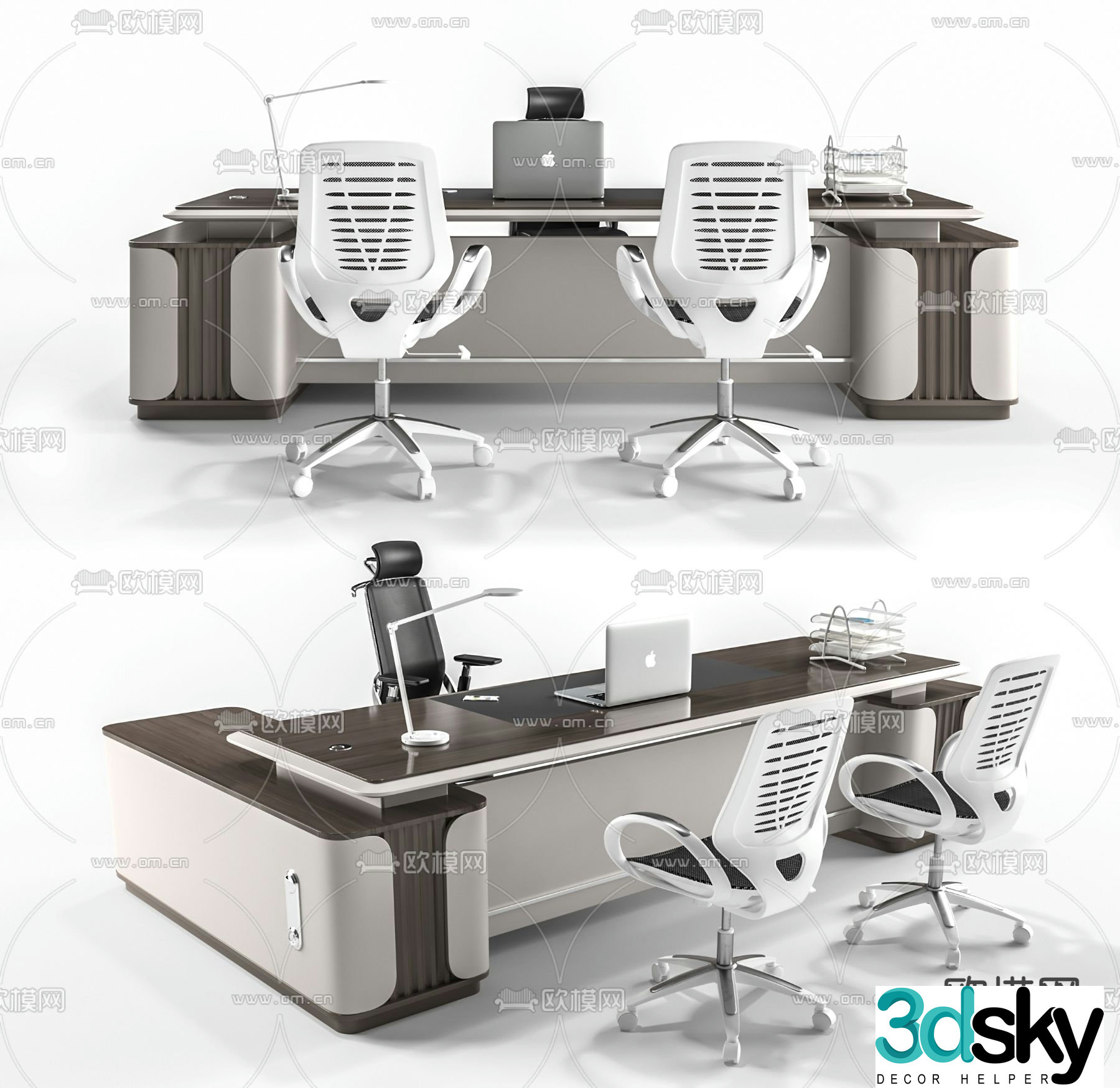 Desk table boss table office desk 3d model