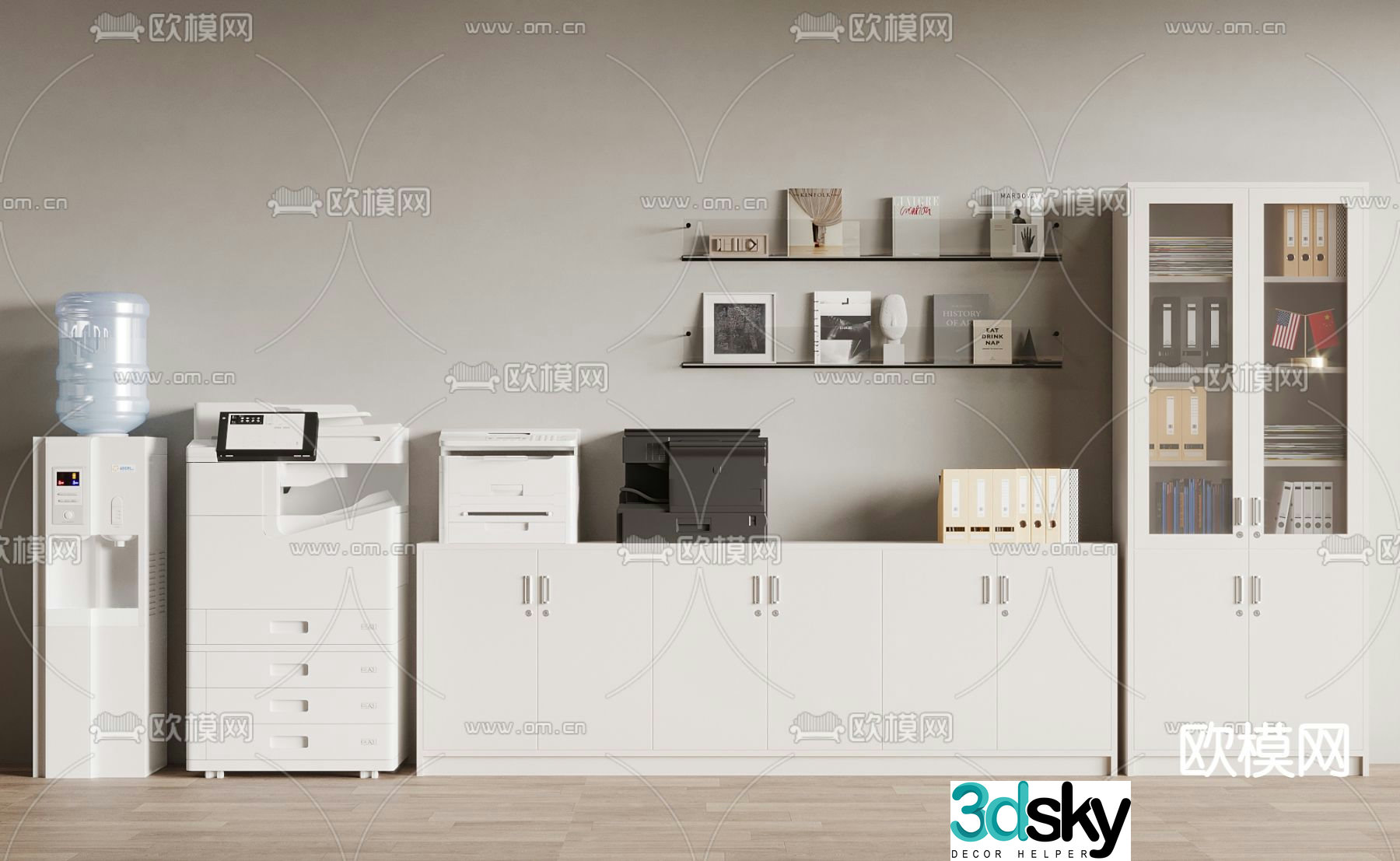 Printer file cabinet water dispenser 3d model