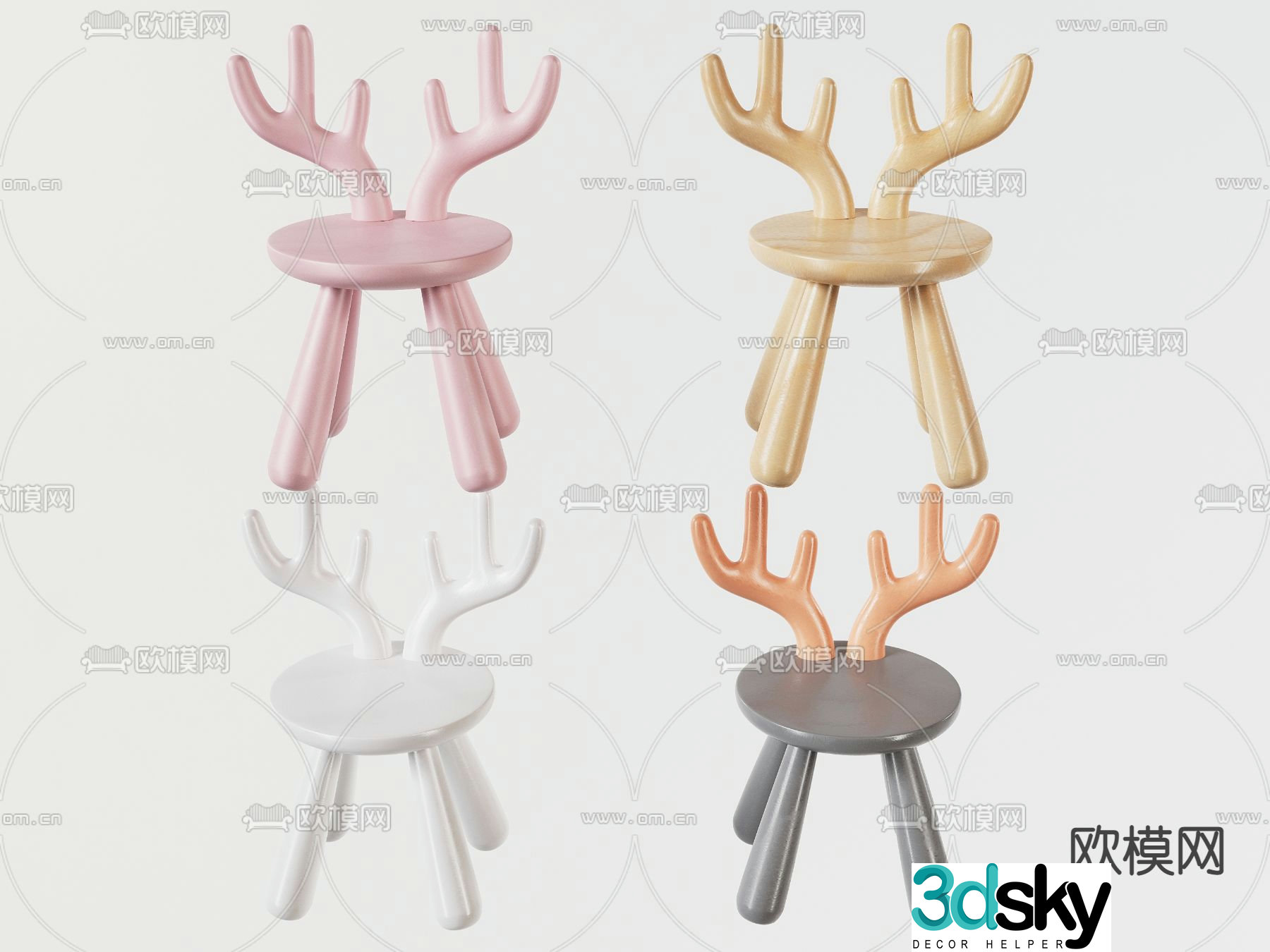 Children’s chair antler chair 3d model