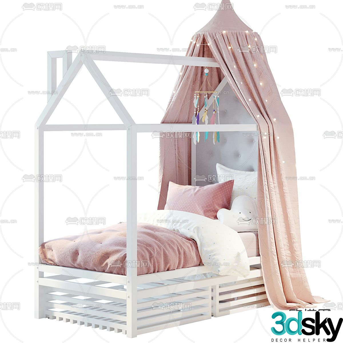 Nordic children’s bed girl’s bed 3d model