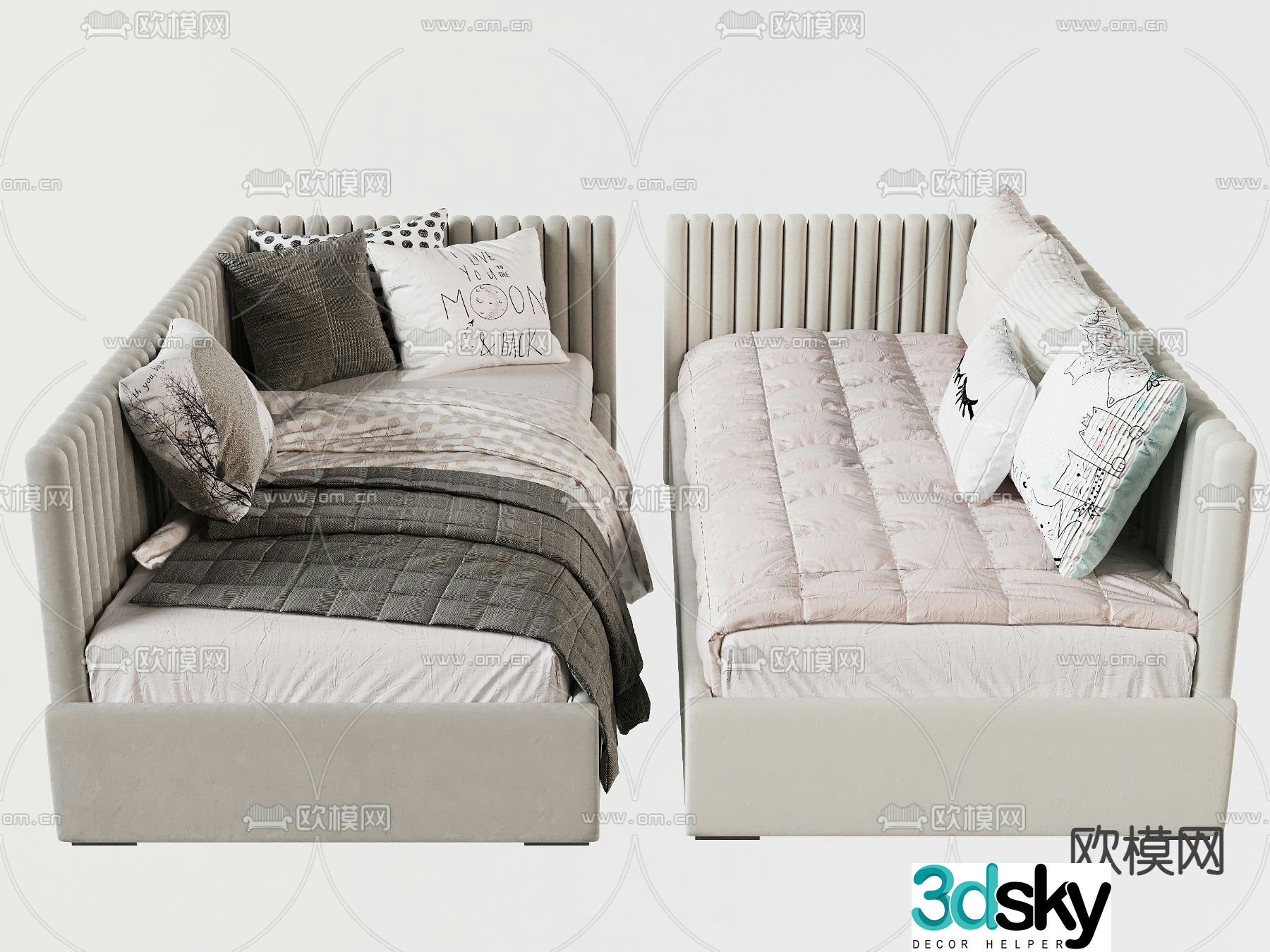 Nordic children’s bed single bed 3d model