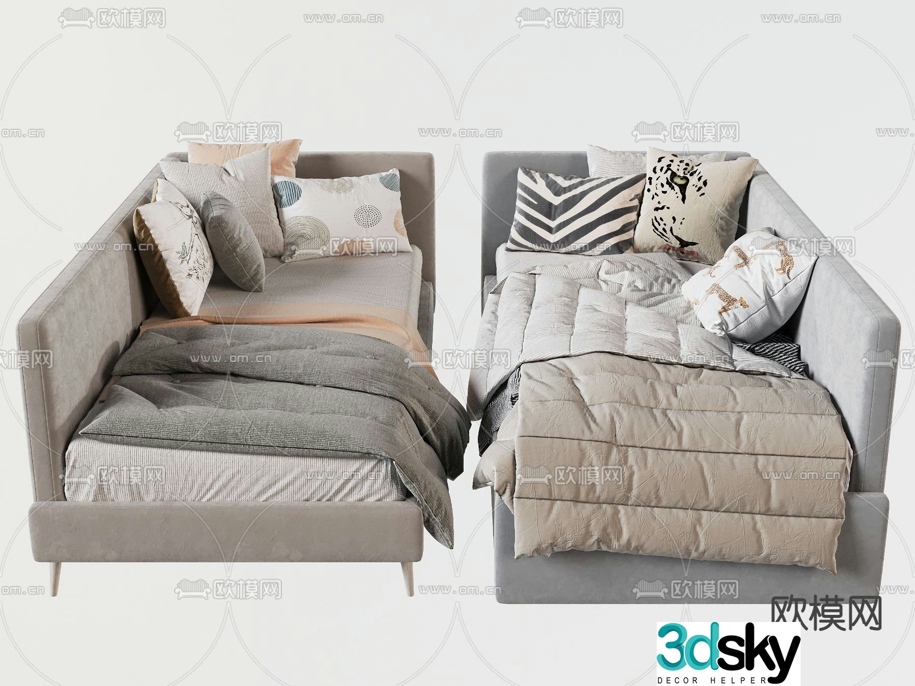 Nordic children’s bed single bed 3d model