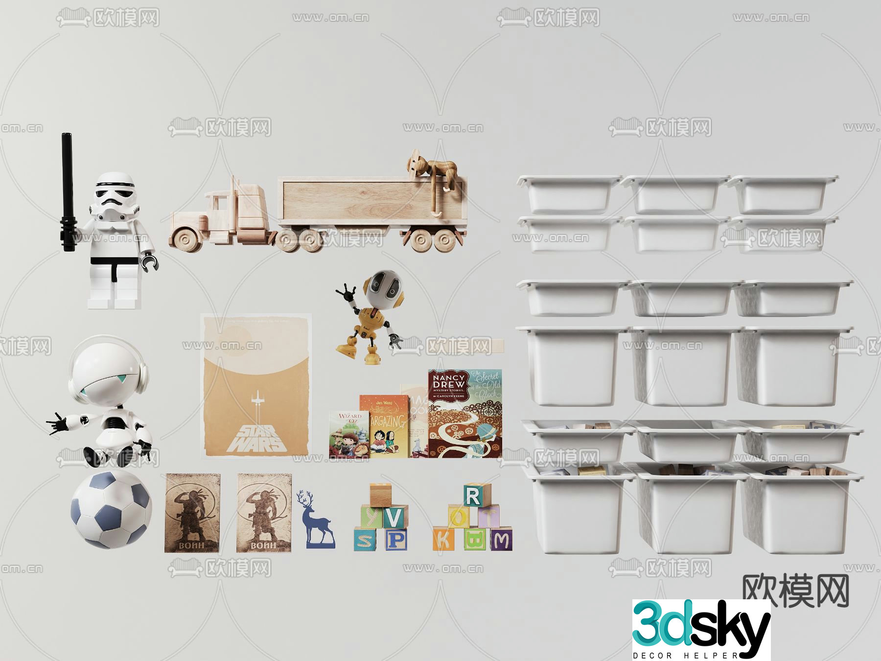 Children’s toys building blocks storage box 3d model