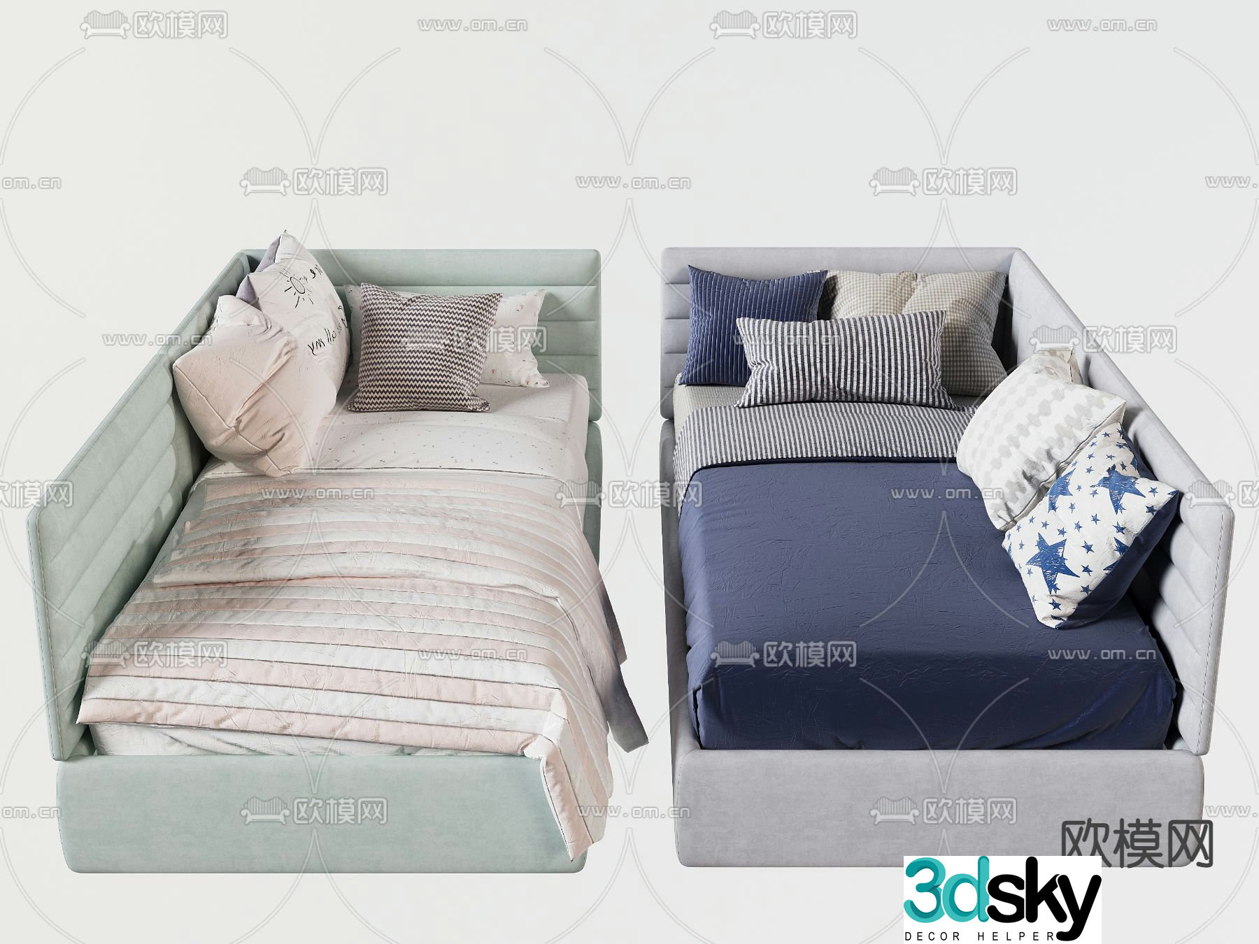 Nordic children’s bed single bed 3d model