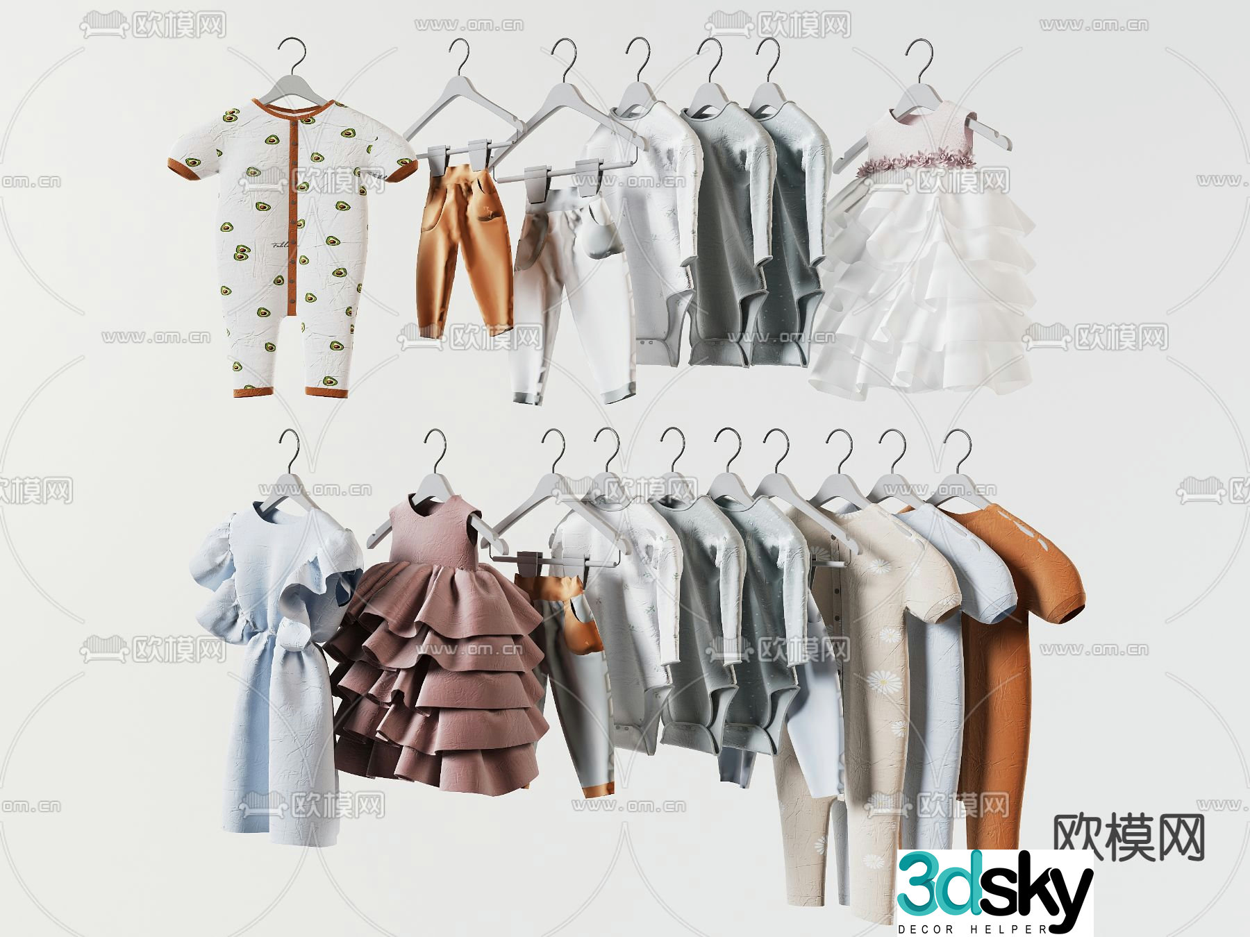 children clothes clothing hanger 3d model