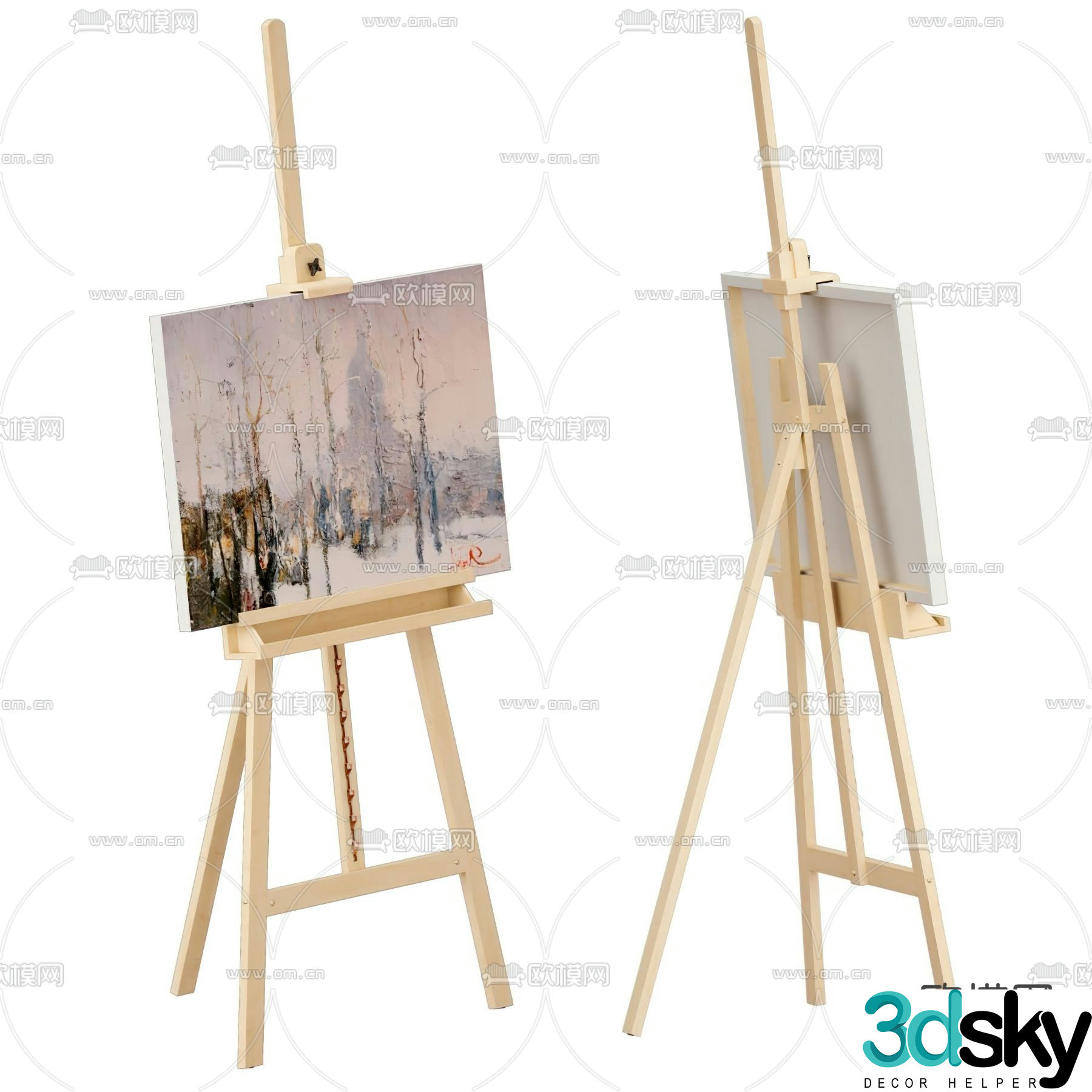 Easel drawing board painting tools 3d model